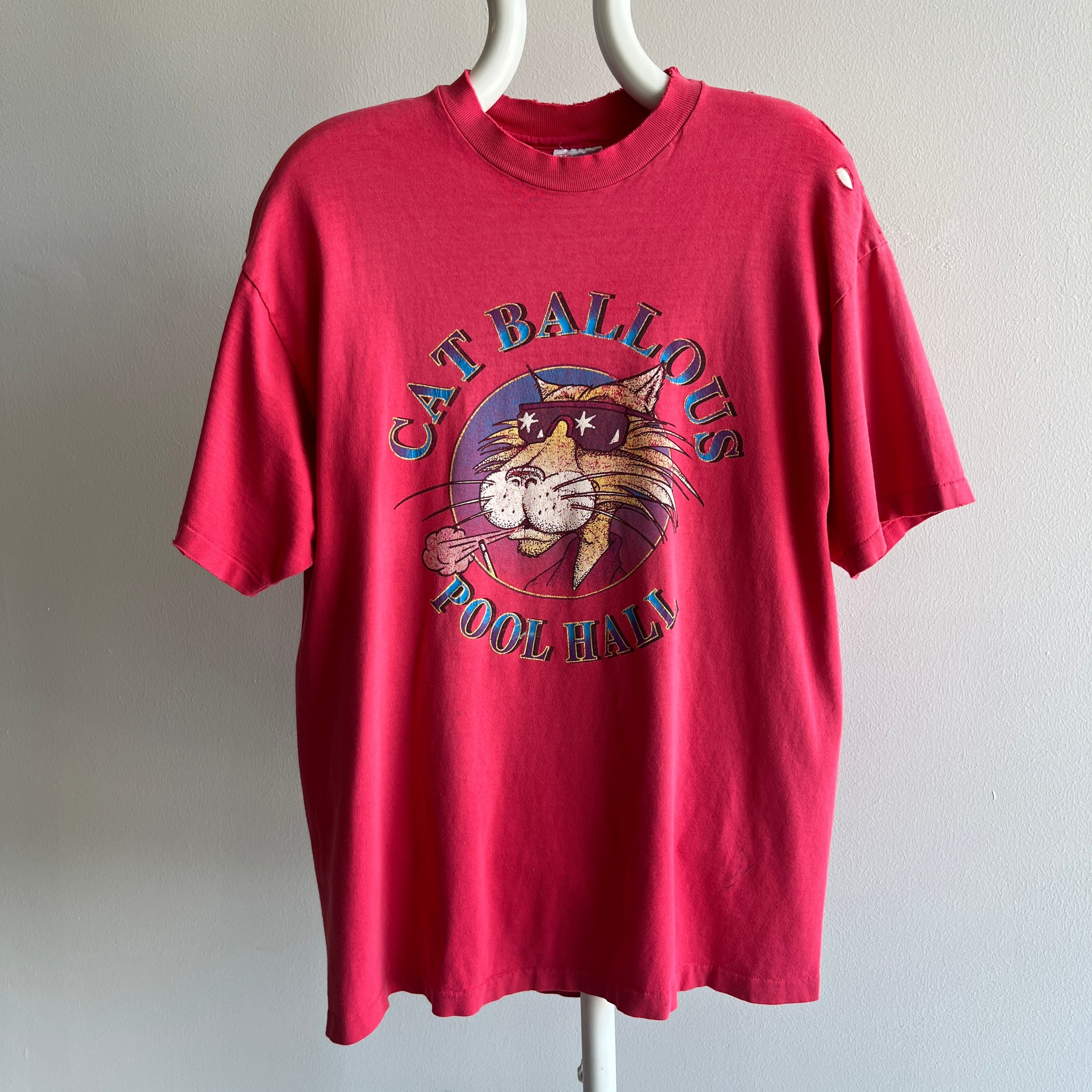 1980/90s Cat Ballous Tattered, Torn and Worn T-Shirt - Single Stitch