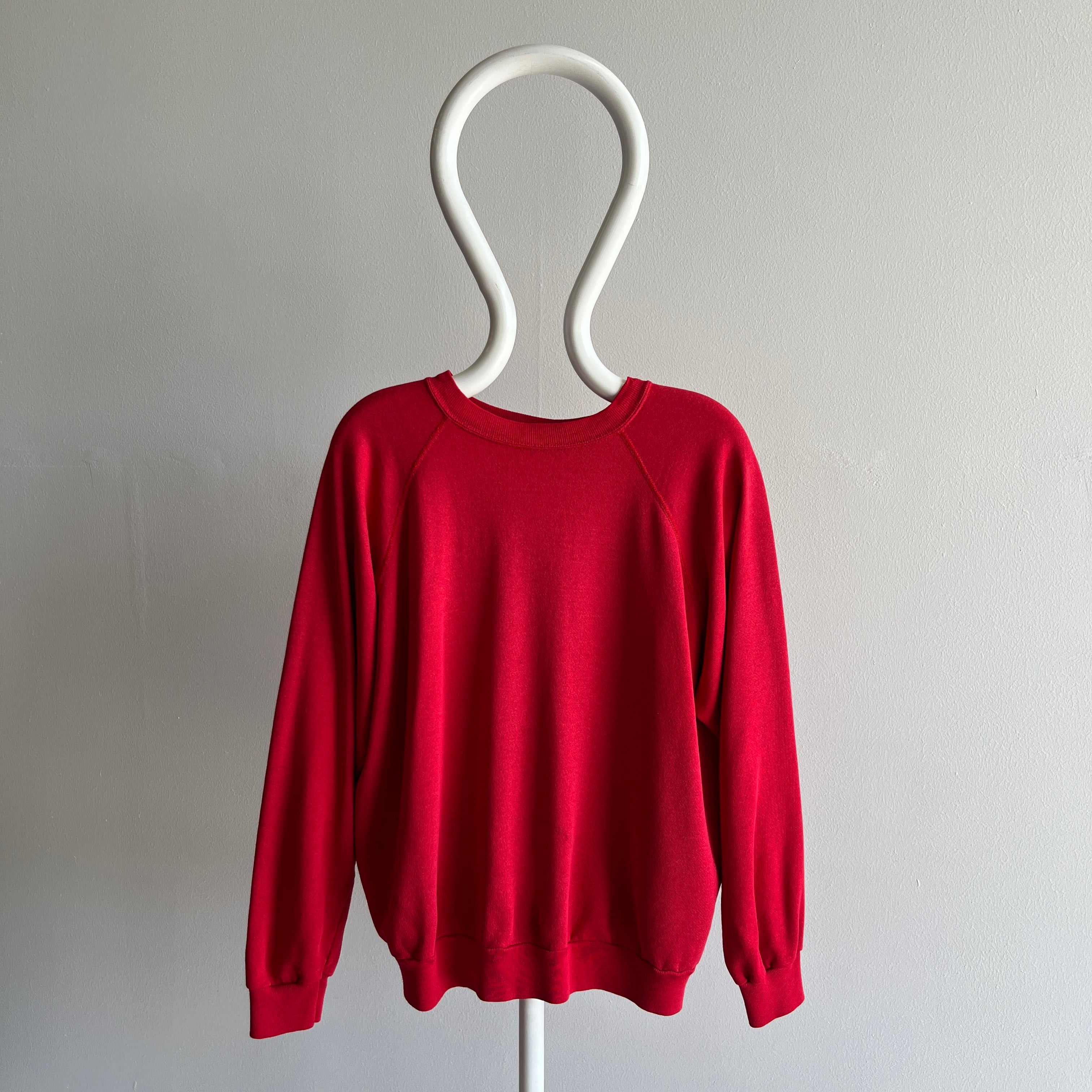 1980s Almost Paper Thin Slouchy Pinot Red Raglan Sweatshirt