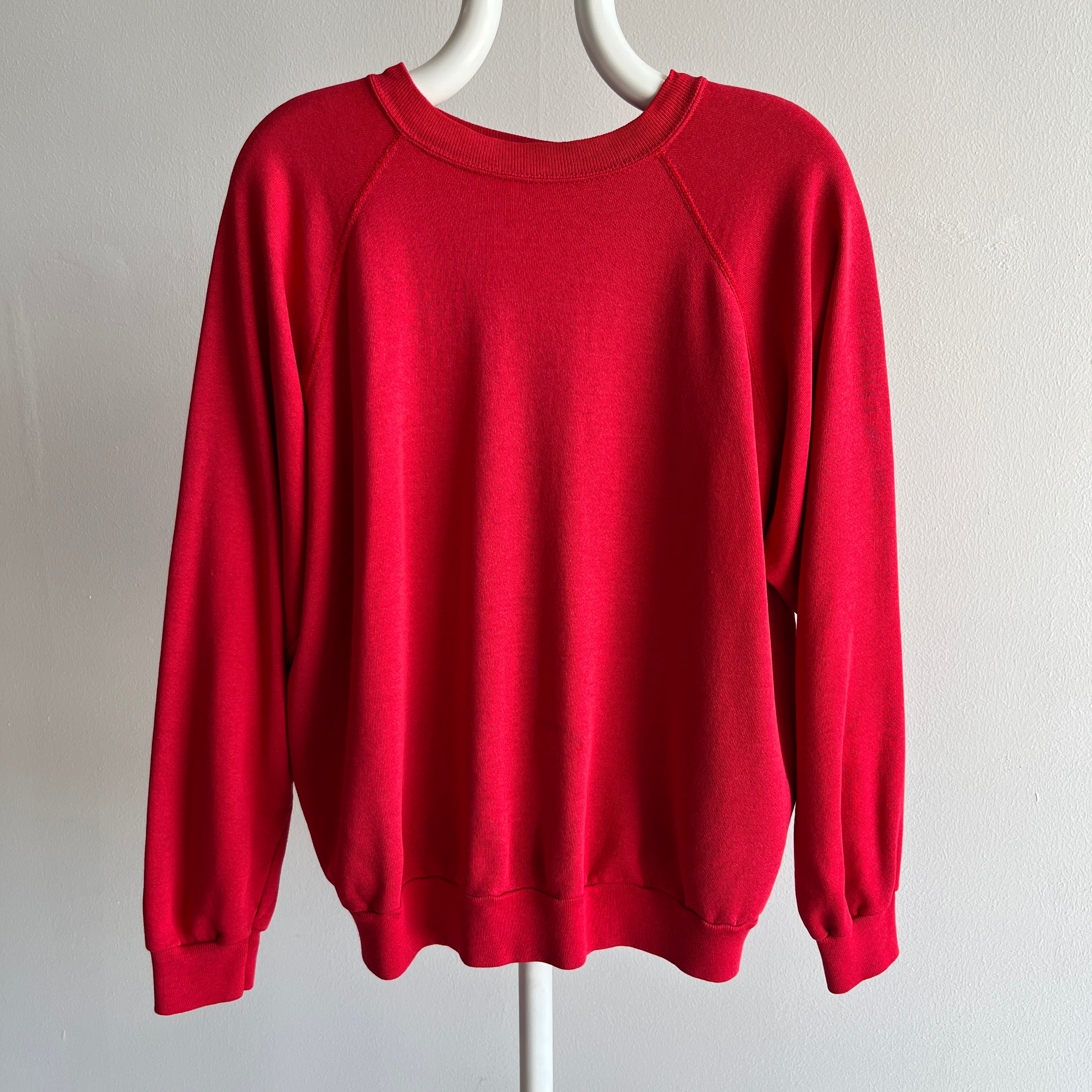 1980s Almost Paper Thin Slouchy Pinot Red Raglan Sweatshirt