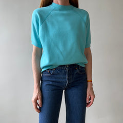 1980s Blank Teal Short Sleeve Sweatshirt - SO. SOFT.