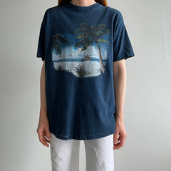 1980s Sailboat T-Shirt with Holes and Contrast Stitching