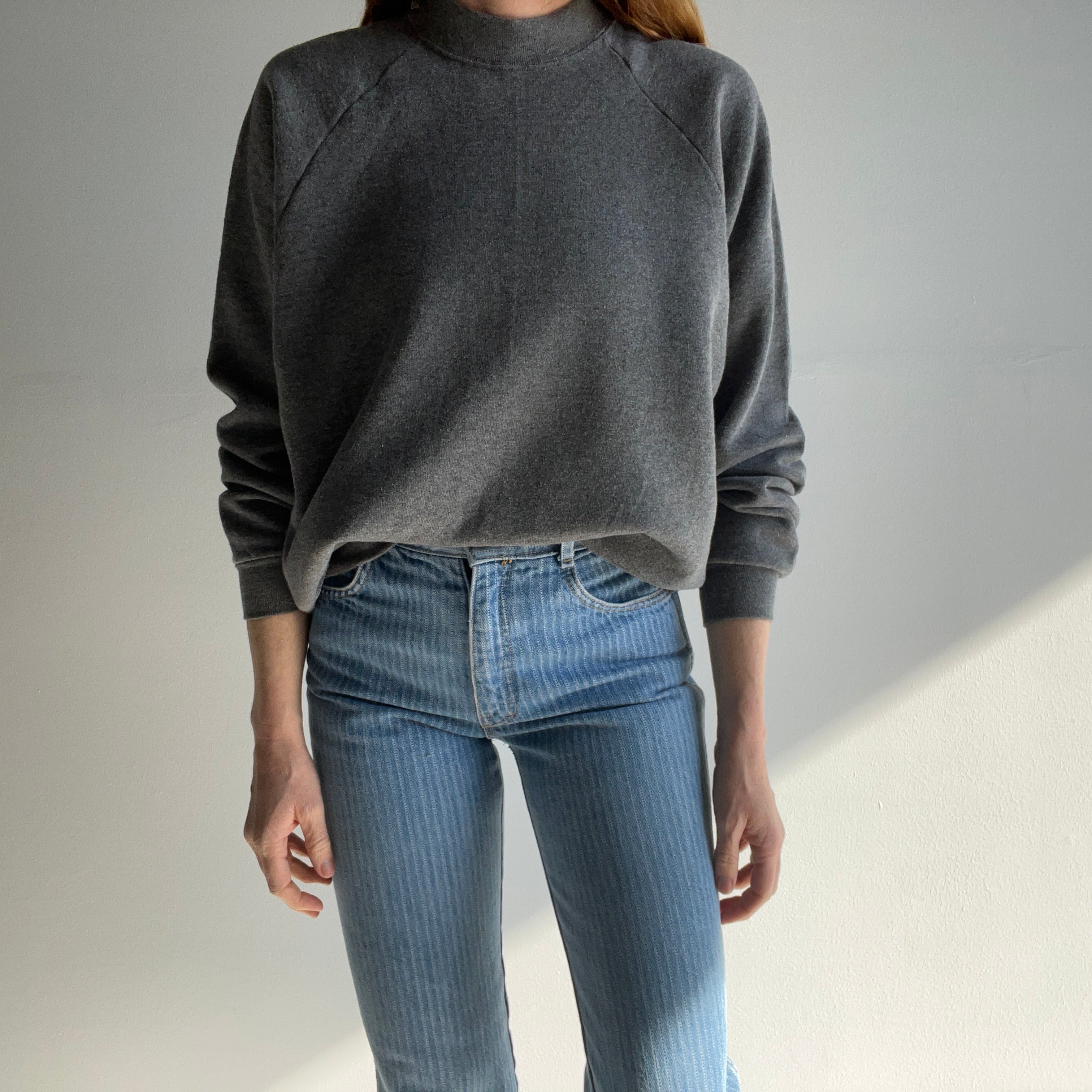 1980s Most Delightful and Cozy Deep Gray FOTL Sweatshirt I Ever Did See