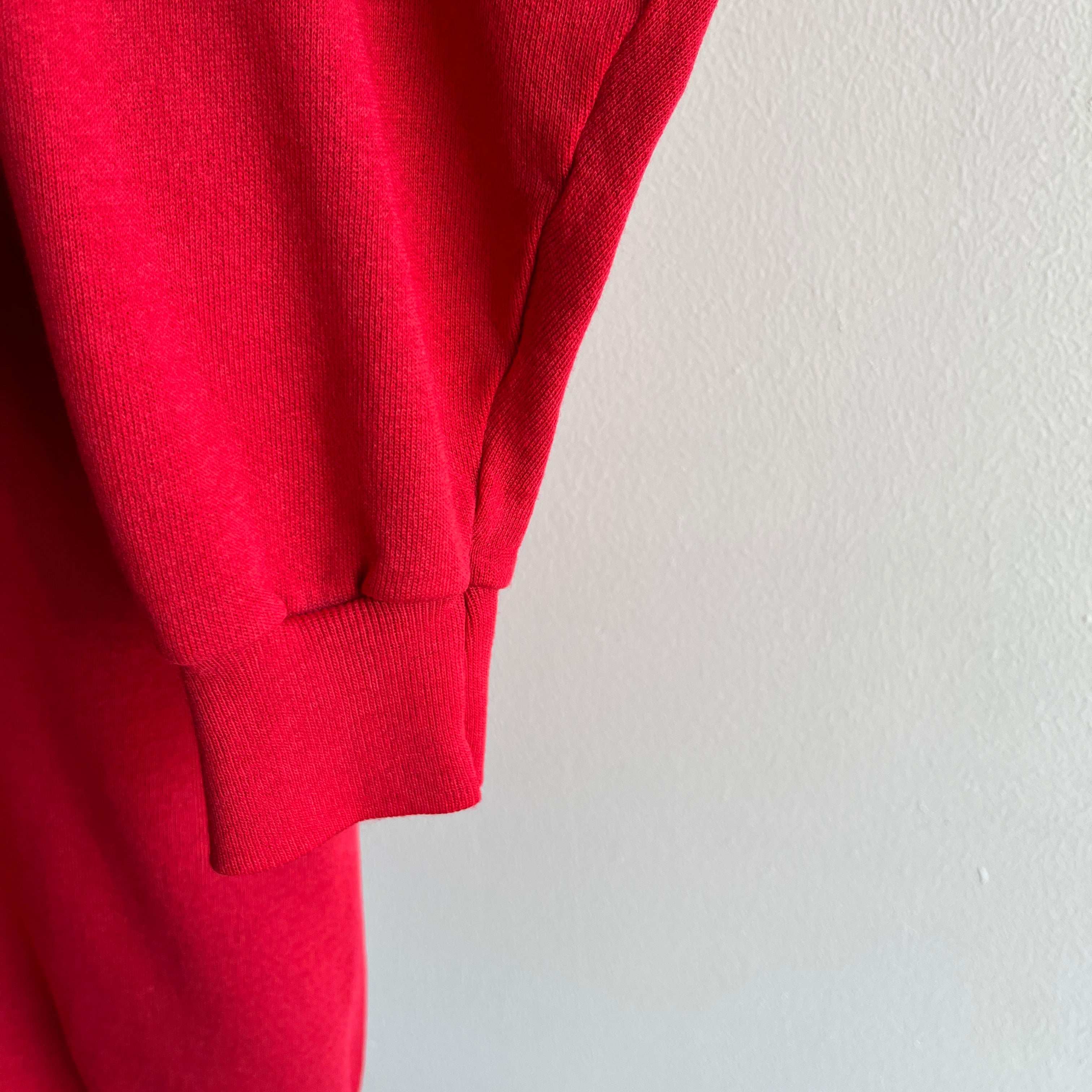 1980s Almost Paper Thin Slouchy Pinot Red Raglan Sweatshirt