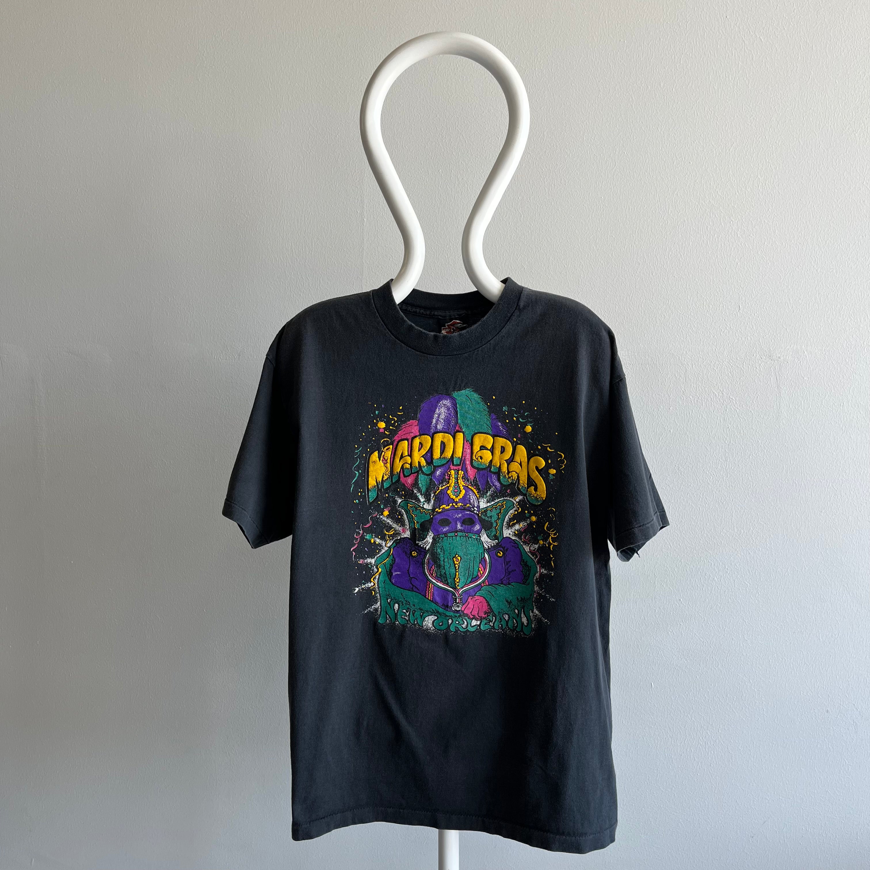 1980s Mardi Gras  CottonT-Shirt Printed on a Harley Blank - Interesting!