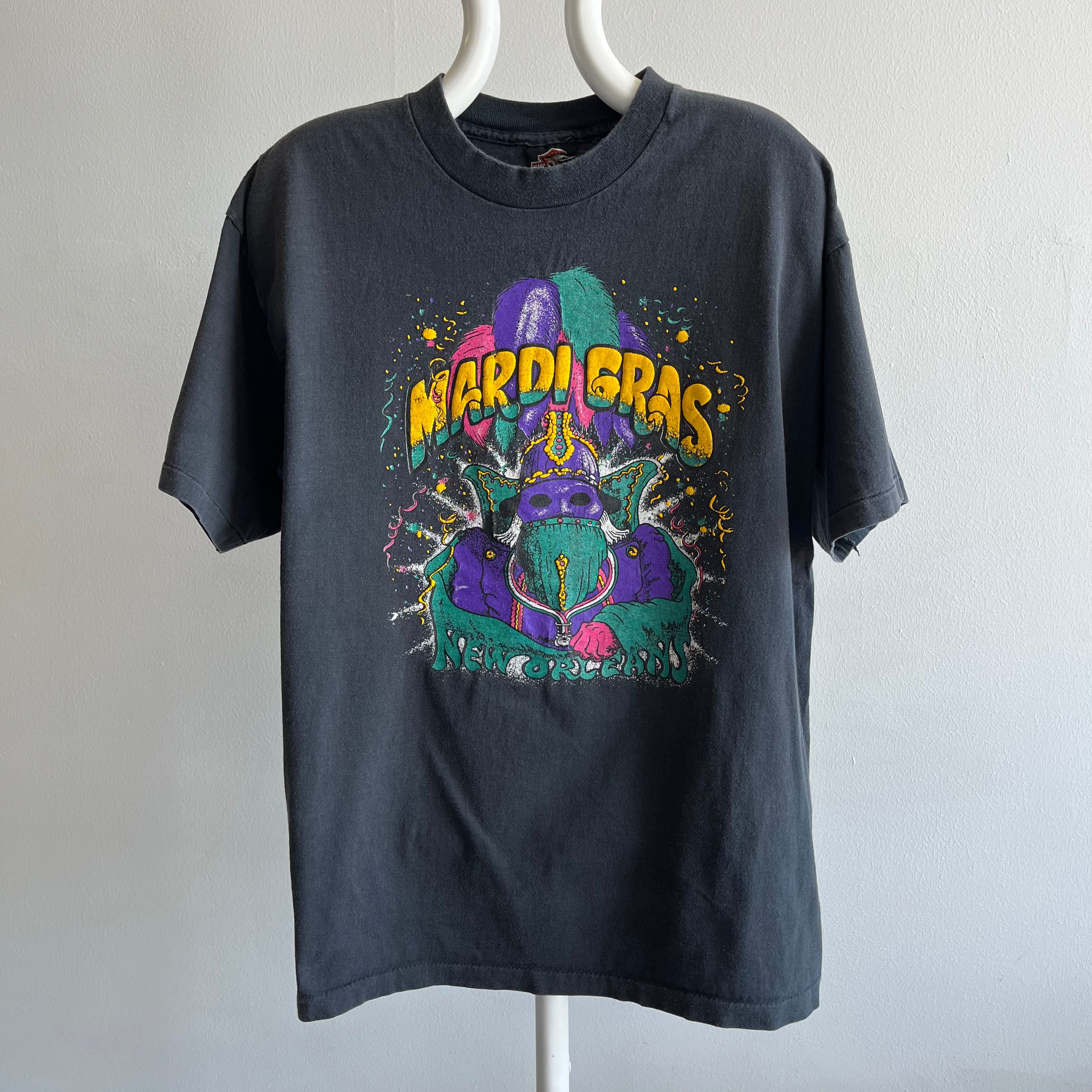 1980s Mardi Gras  CottonT-Shirt Printed on a Harley Blank - Interesting!