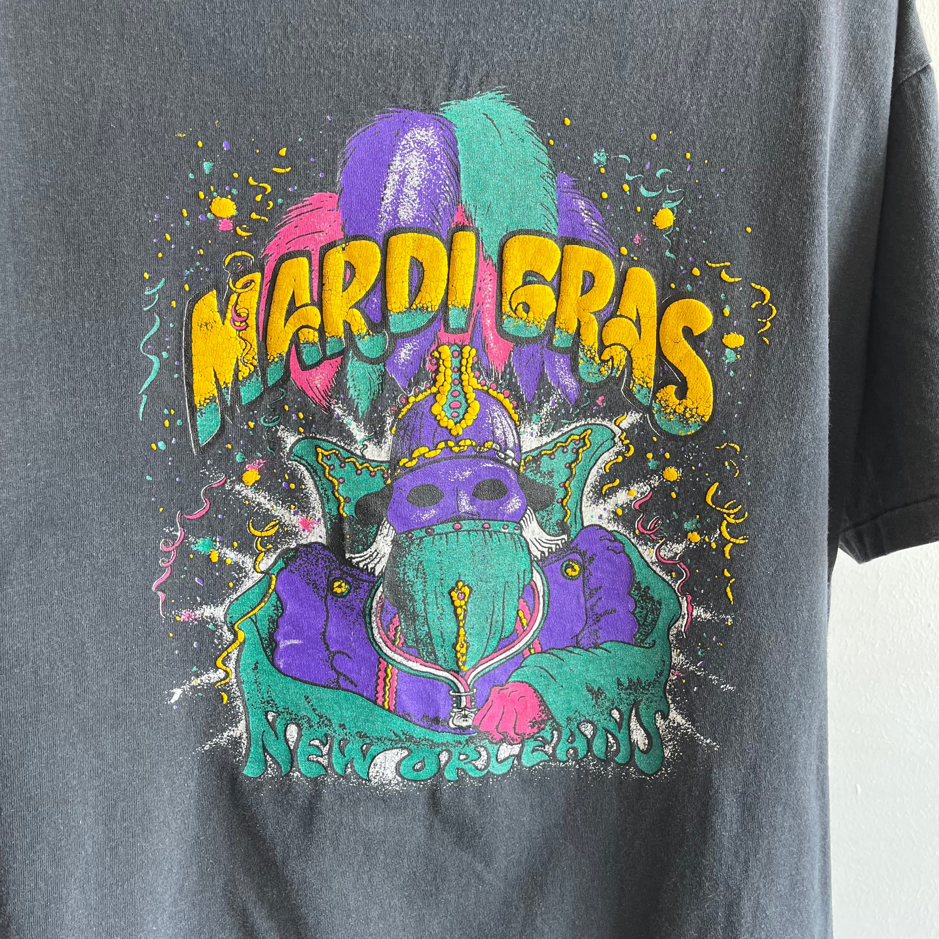 1980s Mardi Gras  CottonT-Shirt Printed on a Harley Blank - Interesting!