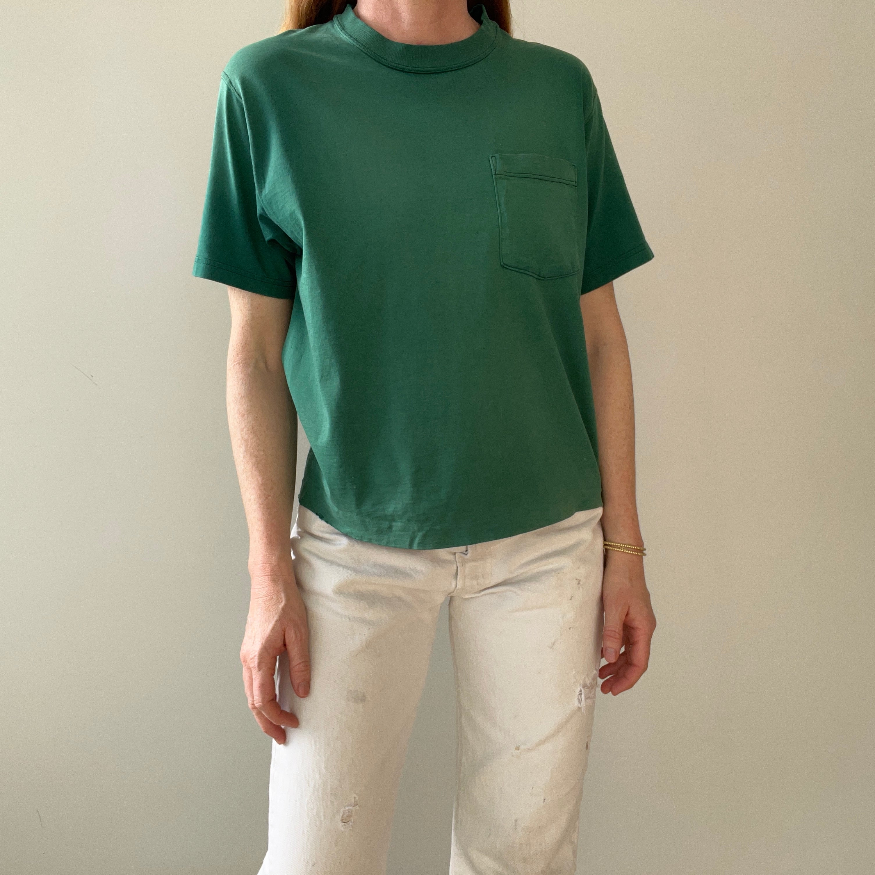 1980s/90s Faded Green Pocket T Shirt
