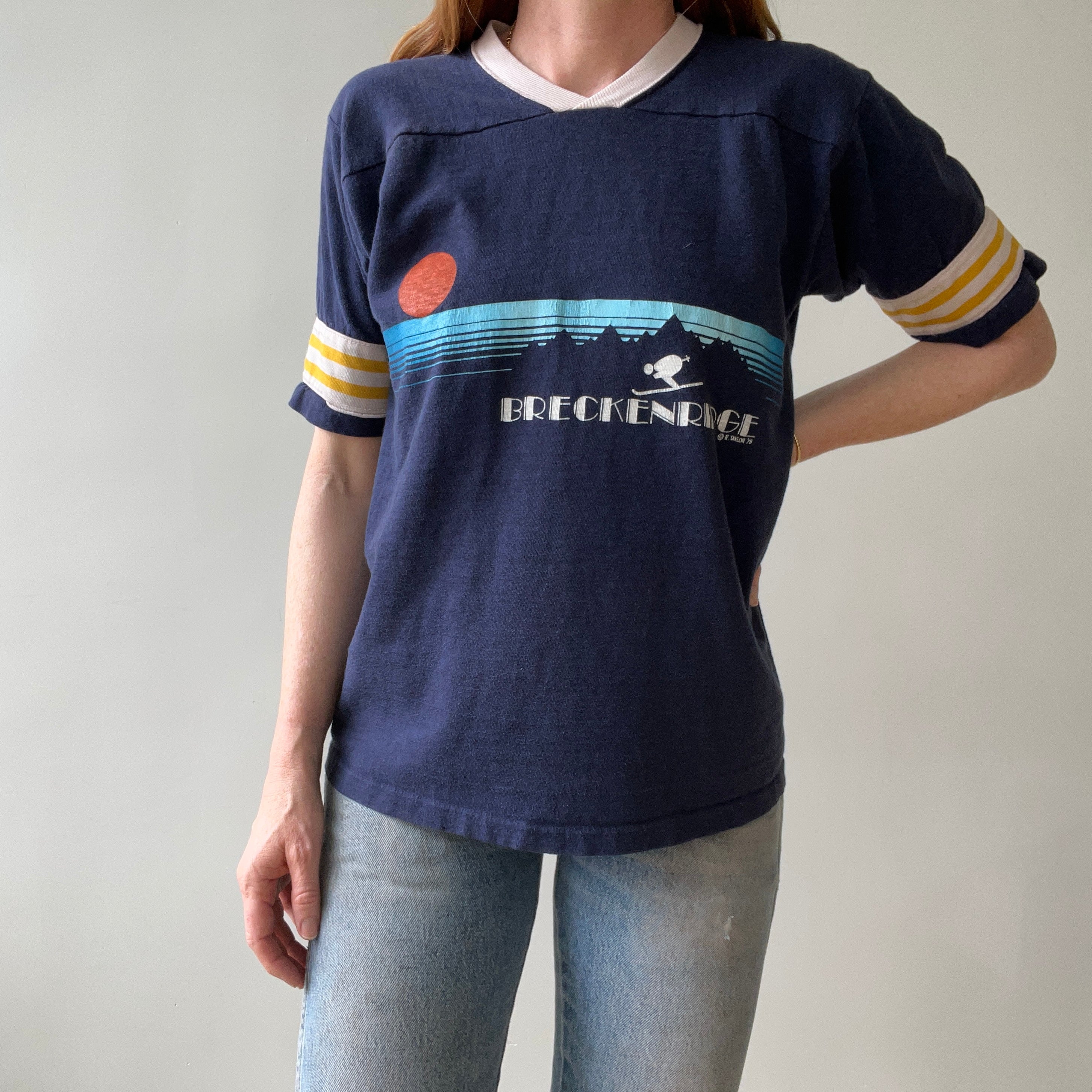 1978 Breckenridge Skier Football Style T Shirt