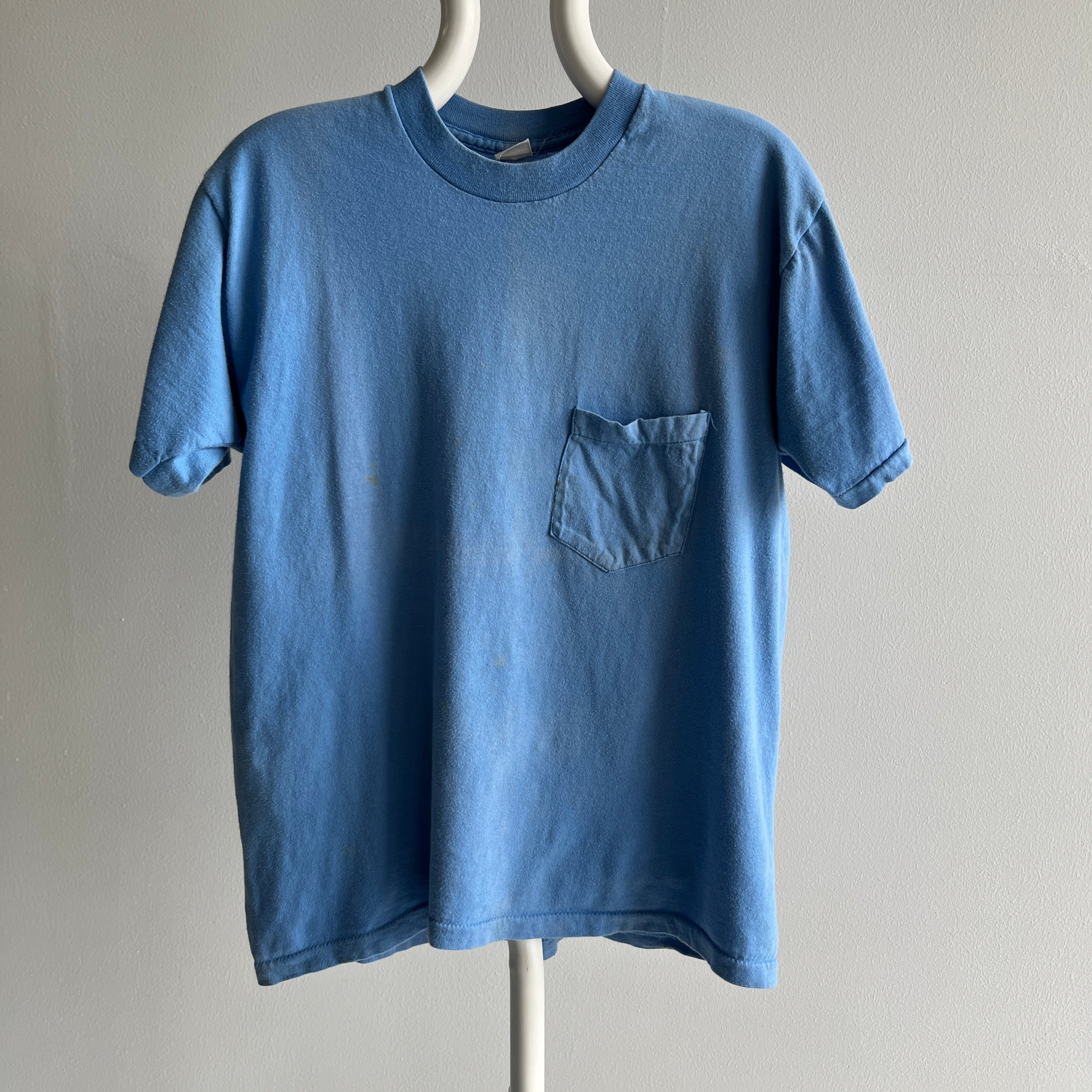 1970/80s Baby/Sky Blue Soft Cotton Pocket T-Shirt