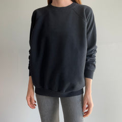 1980/90s Blank Black Raglan by Pannill/Hanes