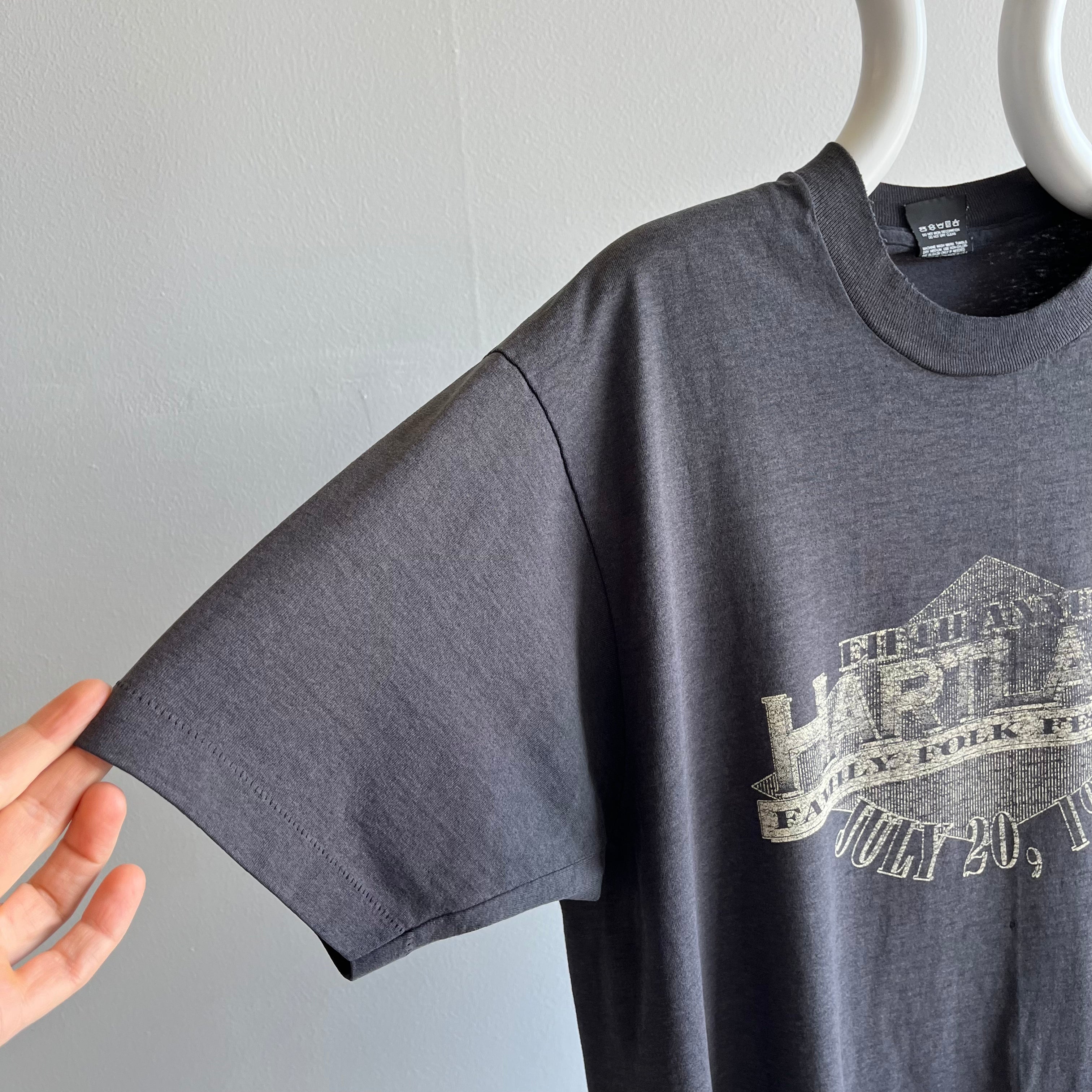 1991 Fifth Annual Hartland Family Folk Festival Super Faded and Worn Front and Back T-SHirt