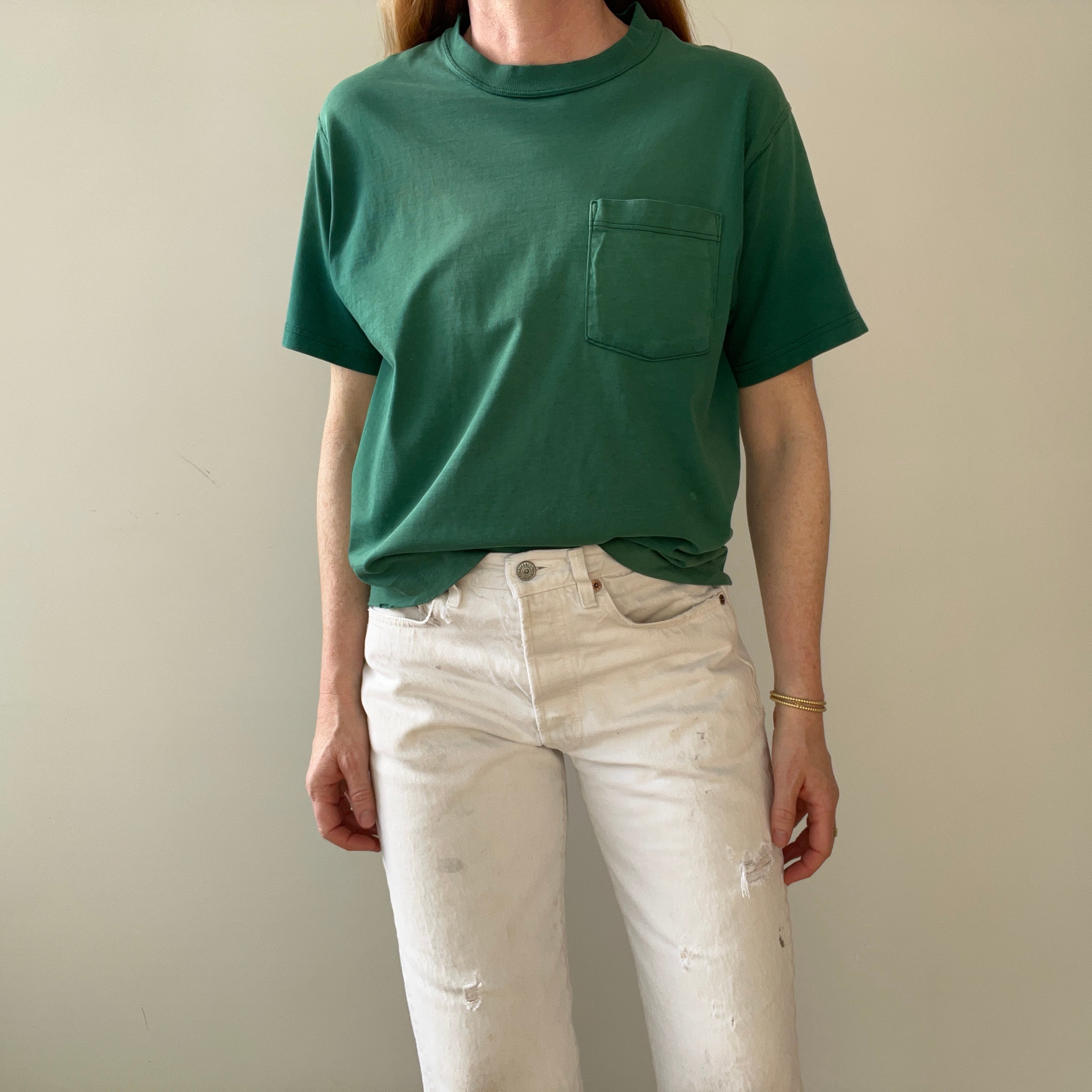 1980s/90s Faded Green Pocket T Shirt