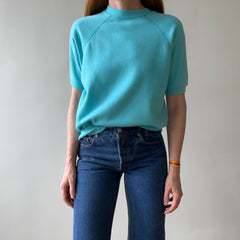 1980s Blank Teal Short Sleeve Sweatshirt - SO. SOFT.