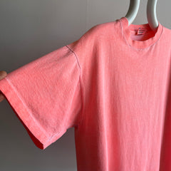 1980/90s Faded Neon Orange Fish Wrap Around Cotton T-Shirt