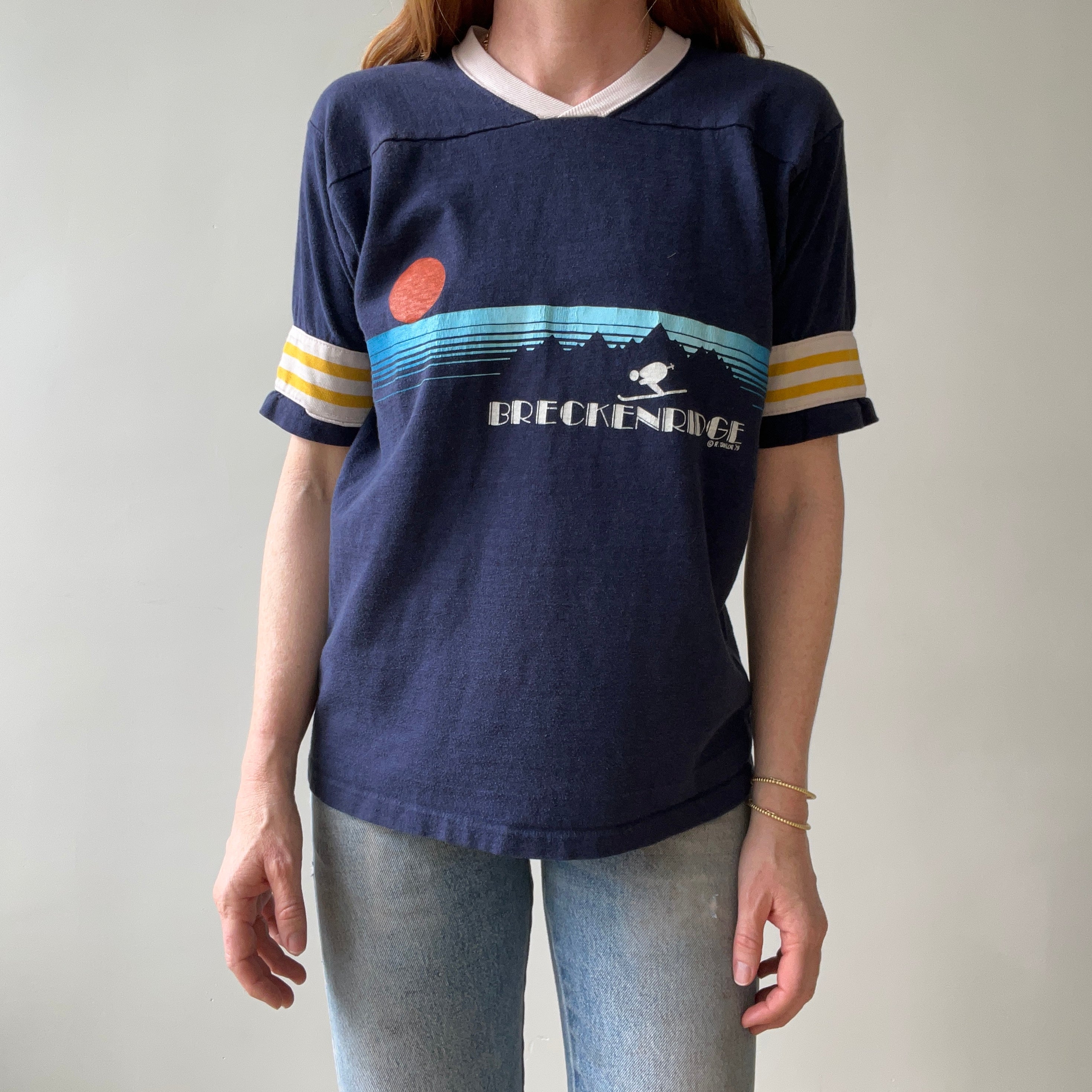1978 Breckenridge Skier Football Style T Shirt