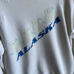 1980s Thinned Out Aged Alaska Happy Polar Bear Sweatshirt