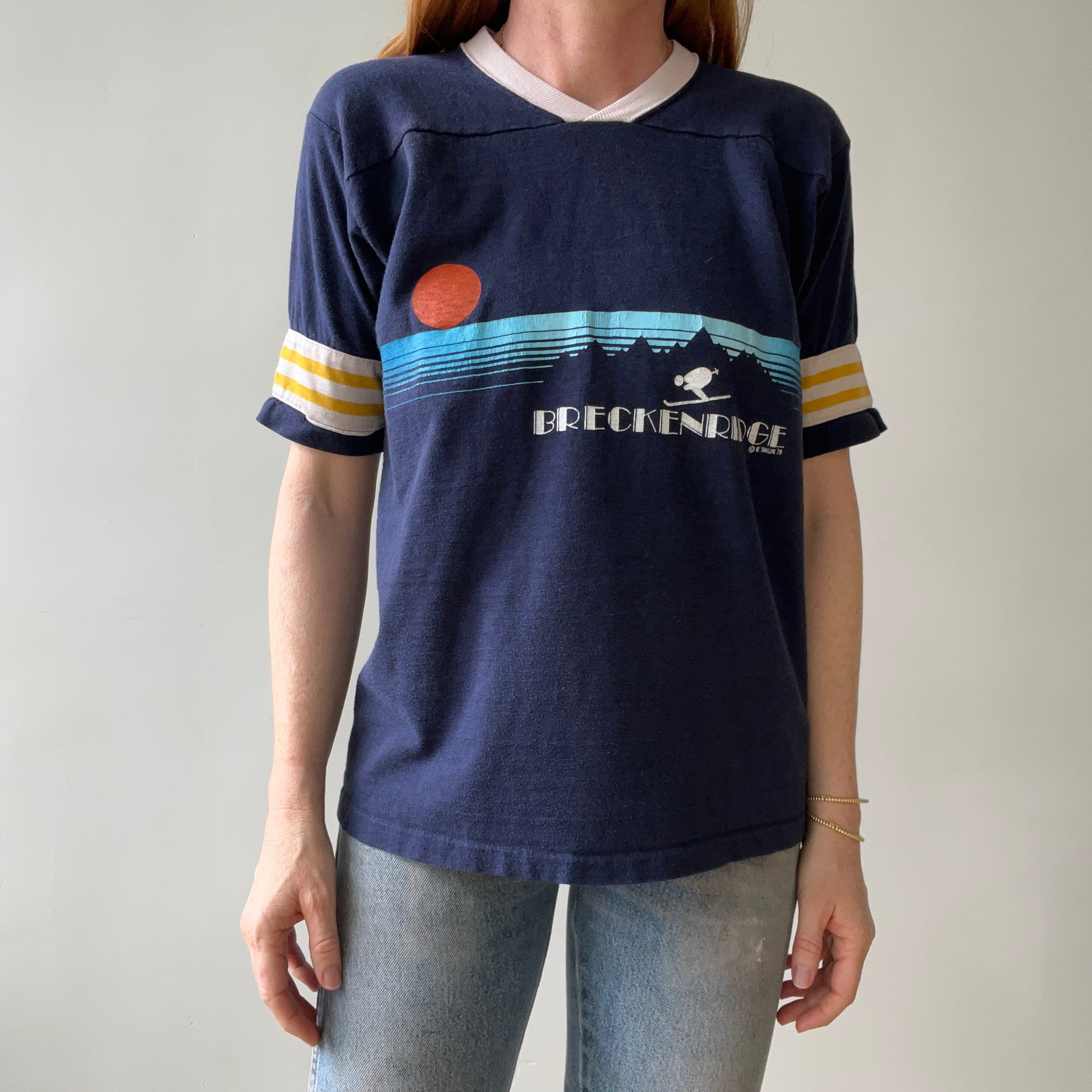 1978 Breckenridge Skier Football Style T Shirt