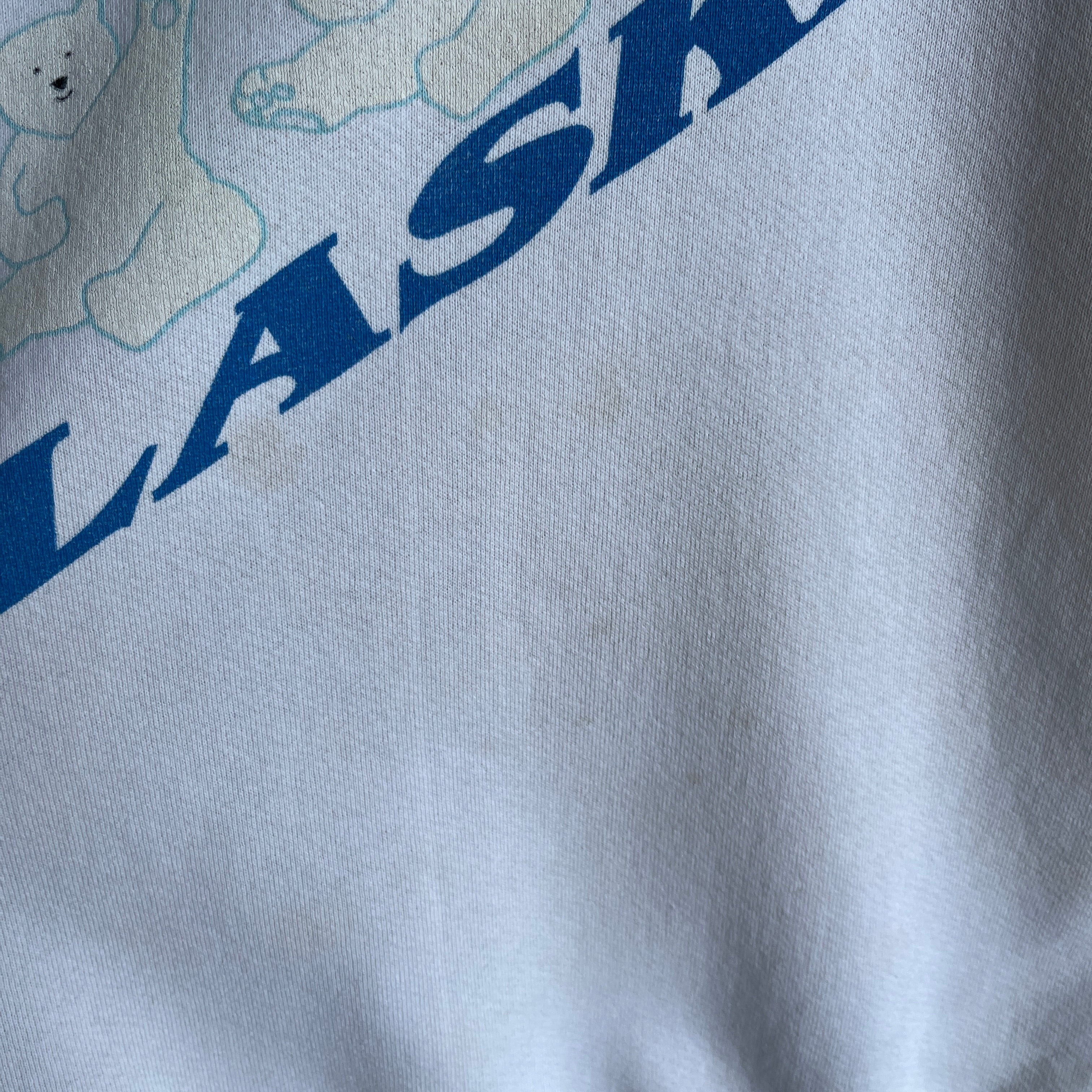 1980s Thinned Out Aged Alaska Happy Polar Bear Sweatshirt