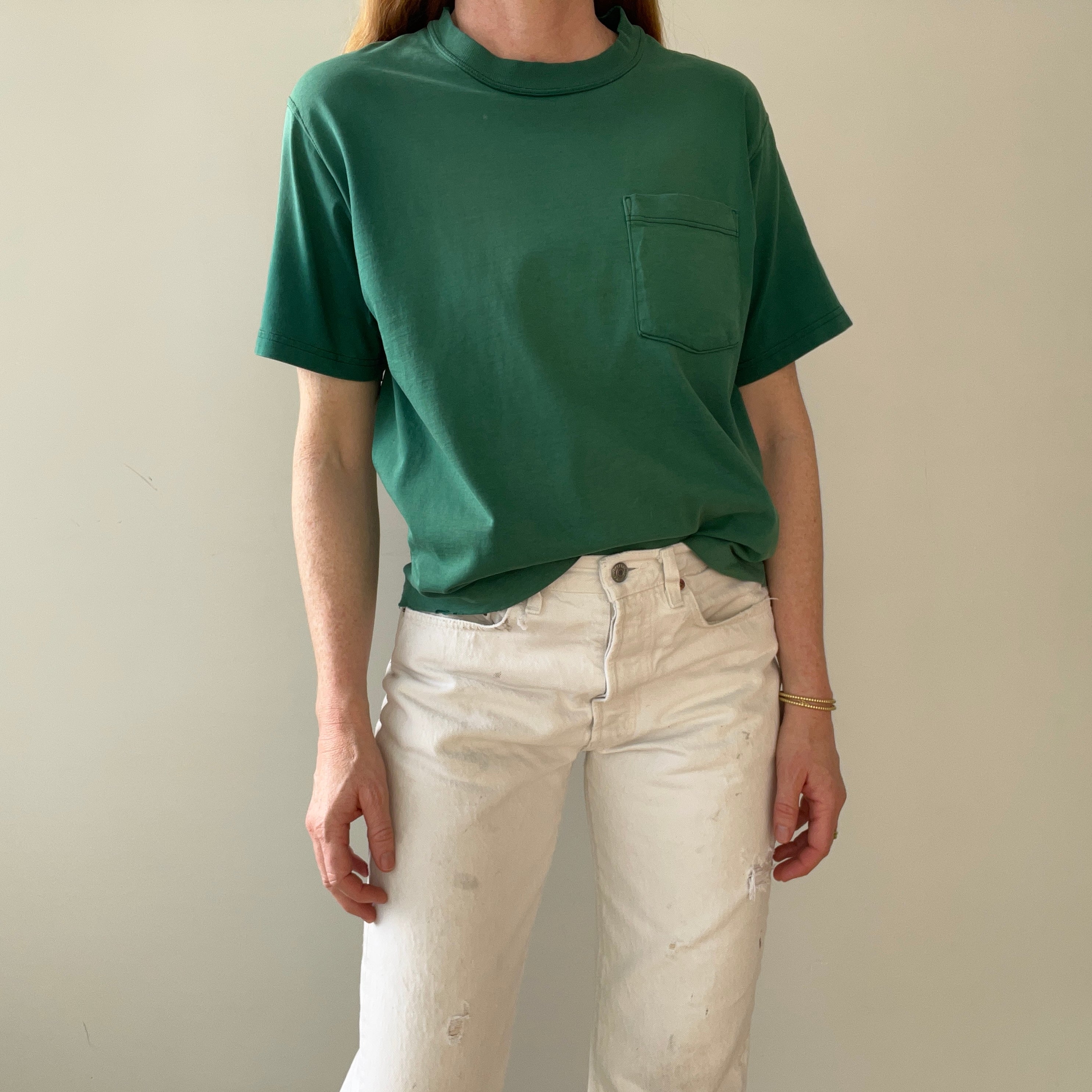 1980s/90s Faded Green Pocket T Shirt
