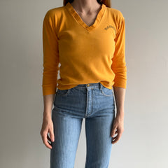 1960s Bermuda Cotton Knit V-Neck 3/4 Sleeve T-Shirt