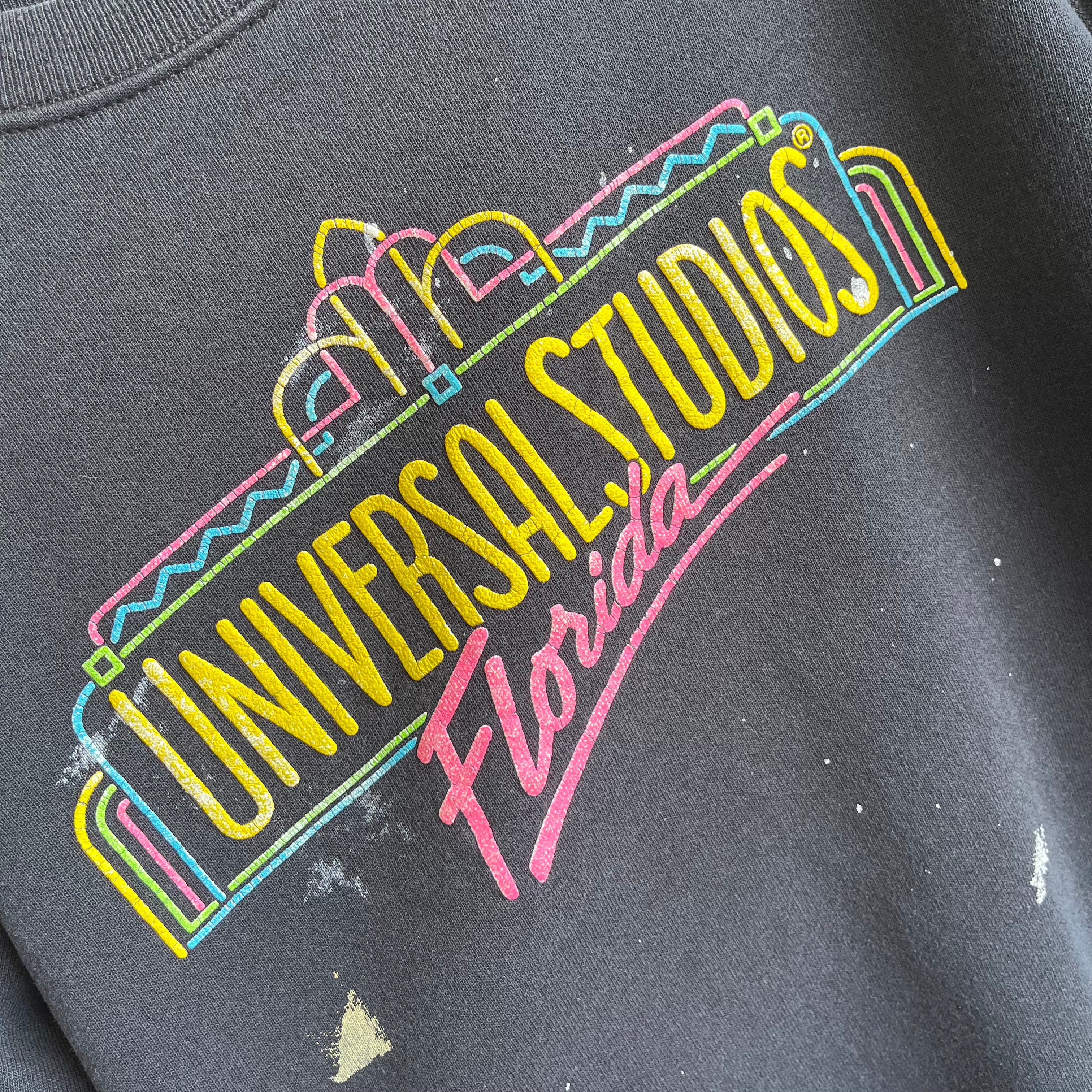 1980s Universal Studios Florida Paint Stained Sweatshirt