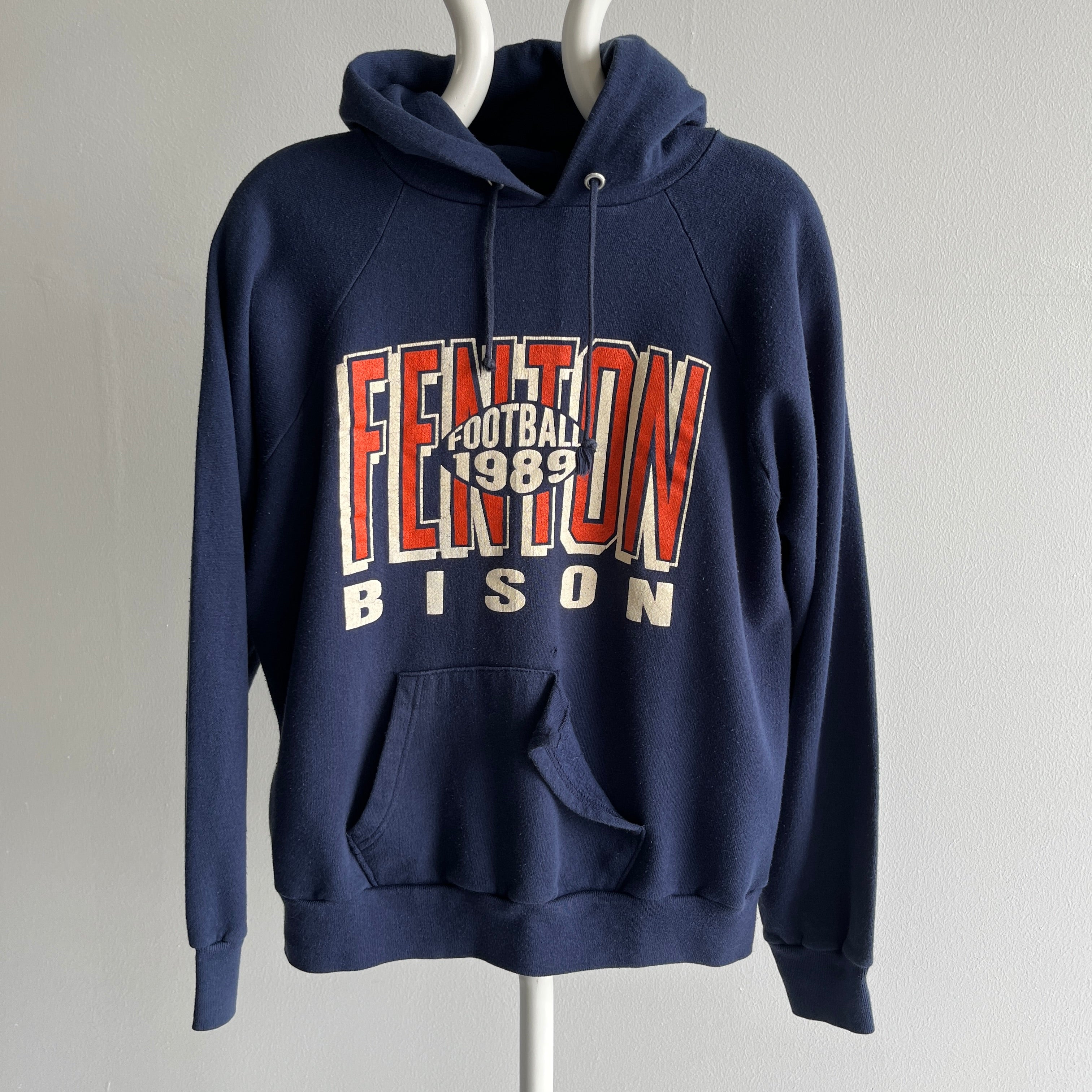 1989 Fenton Bison Football Hoodie - Champion Brand