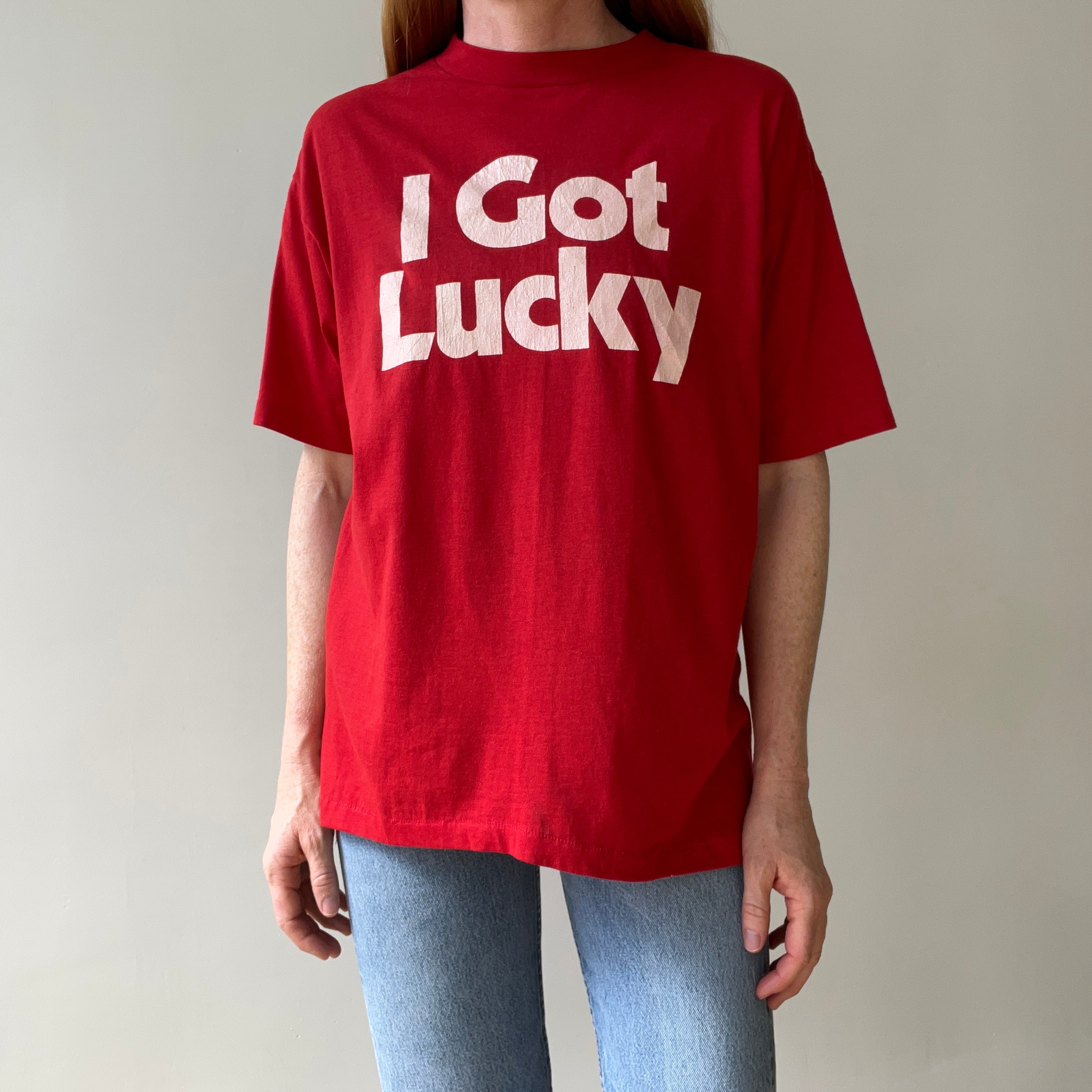 1980s I Got Lucky On A Harrah's Holiday T Shirt