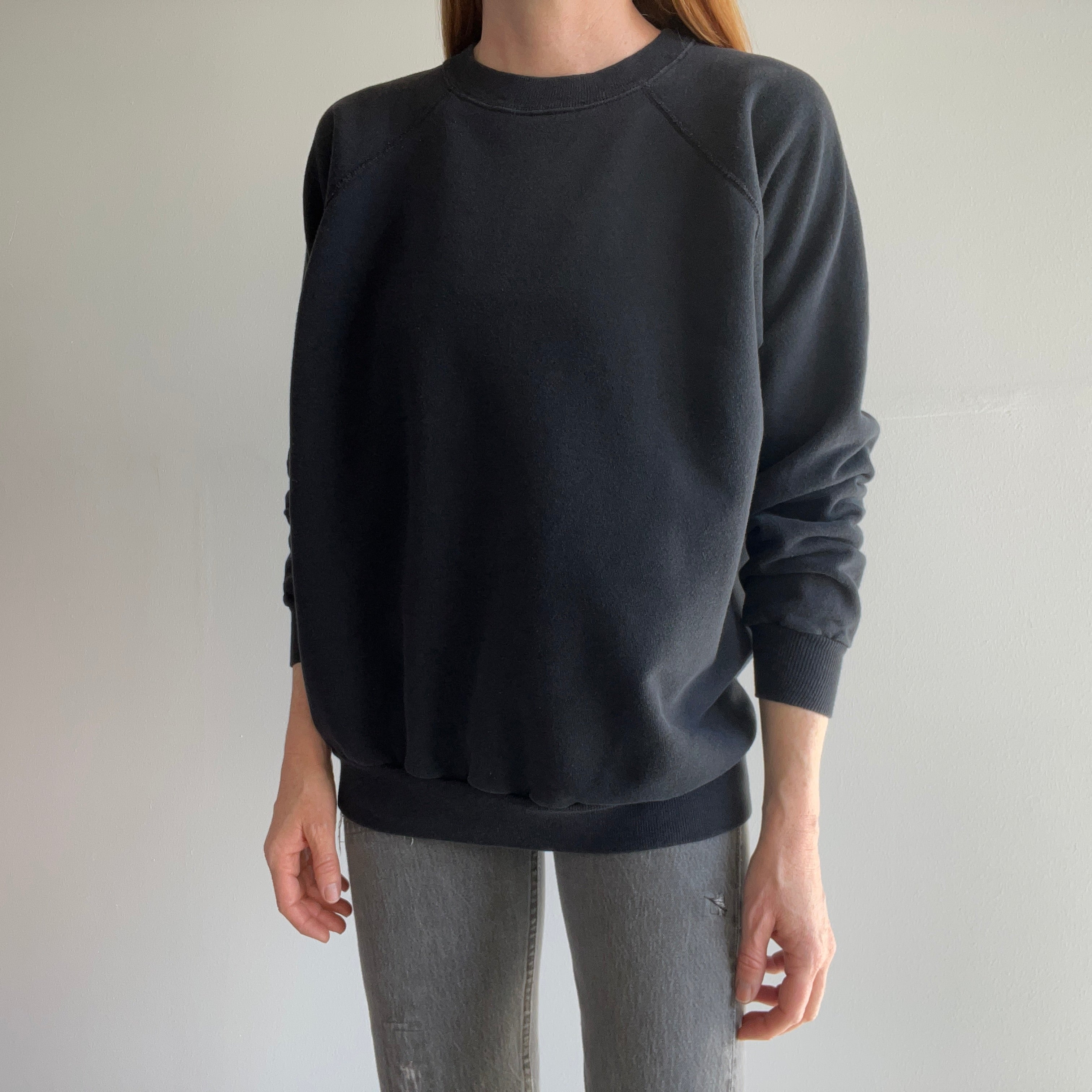 1980/90s Blank Black Raglan by Pannill/Hanes