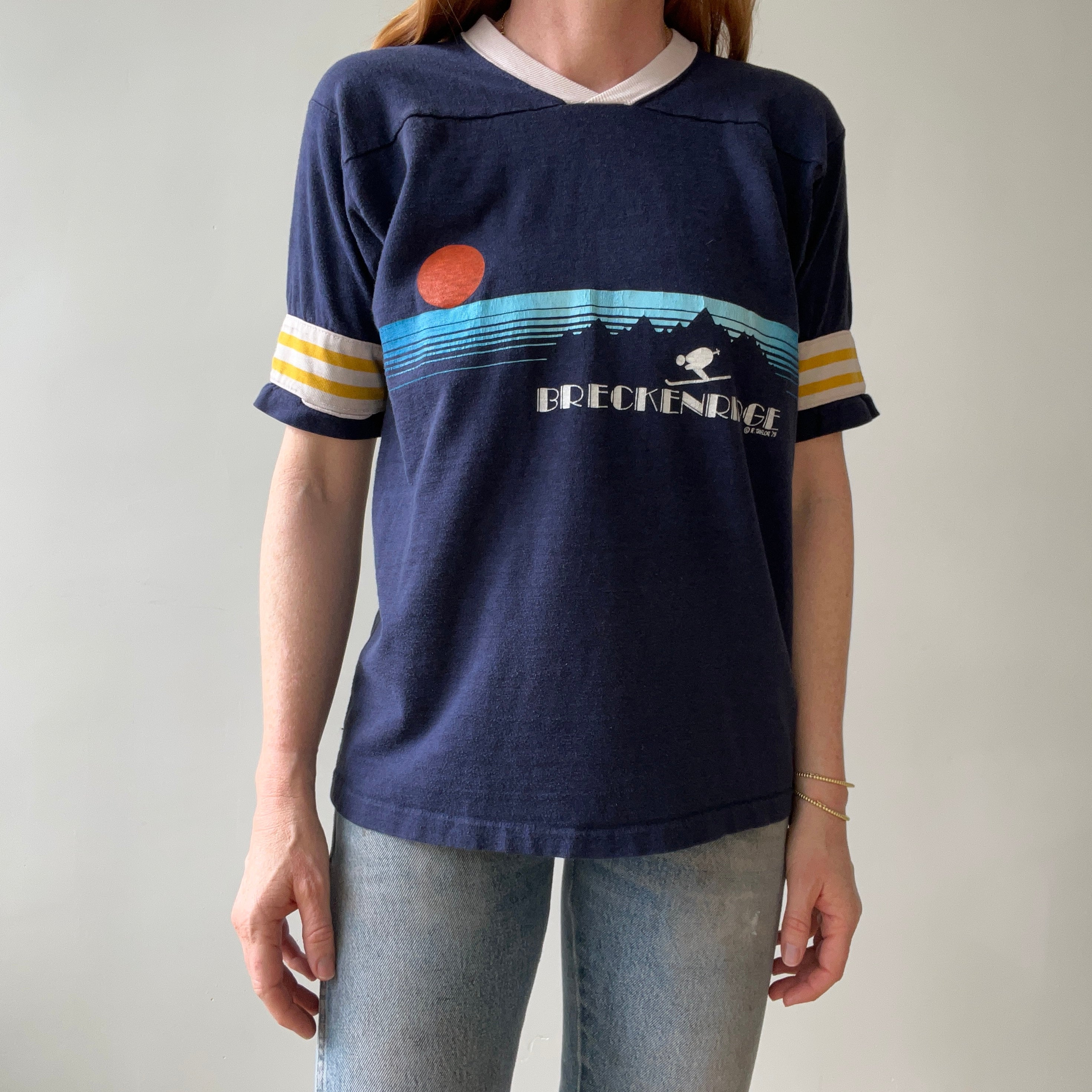 1978 Breckenridge Skier Football Style T Shirt