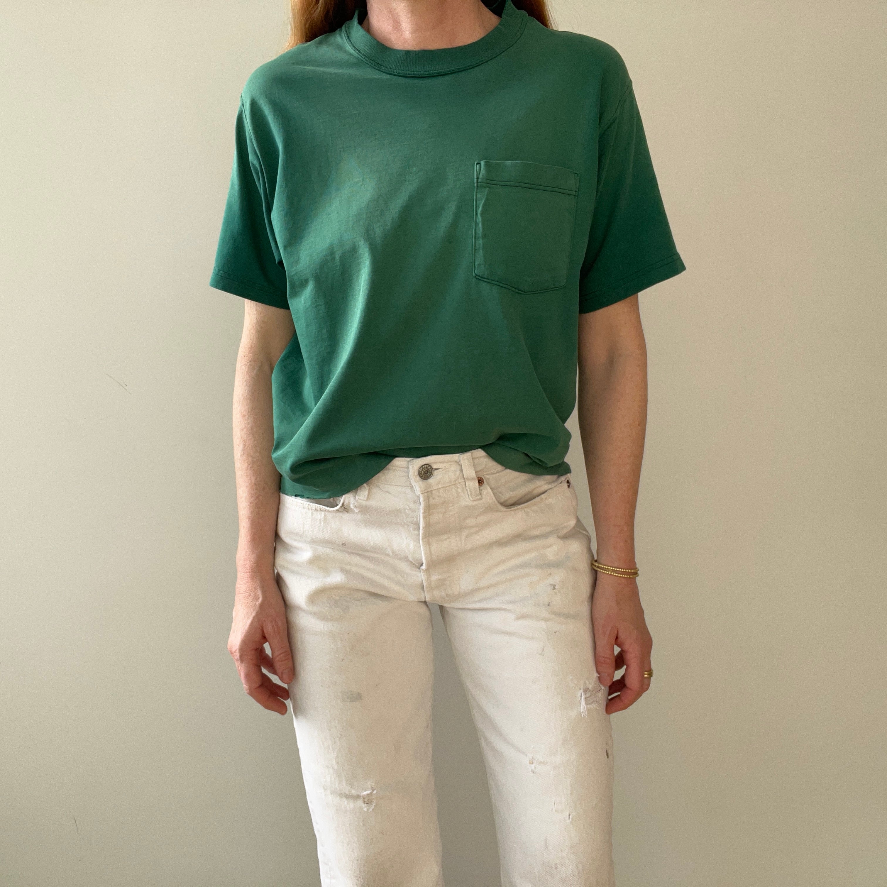 1980s/90s Faded Green Pocket T Shirt