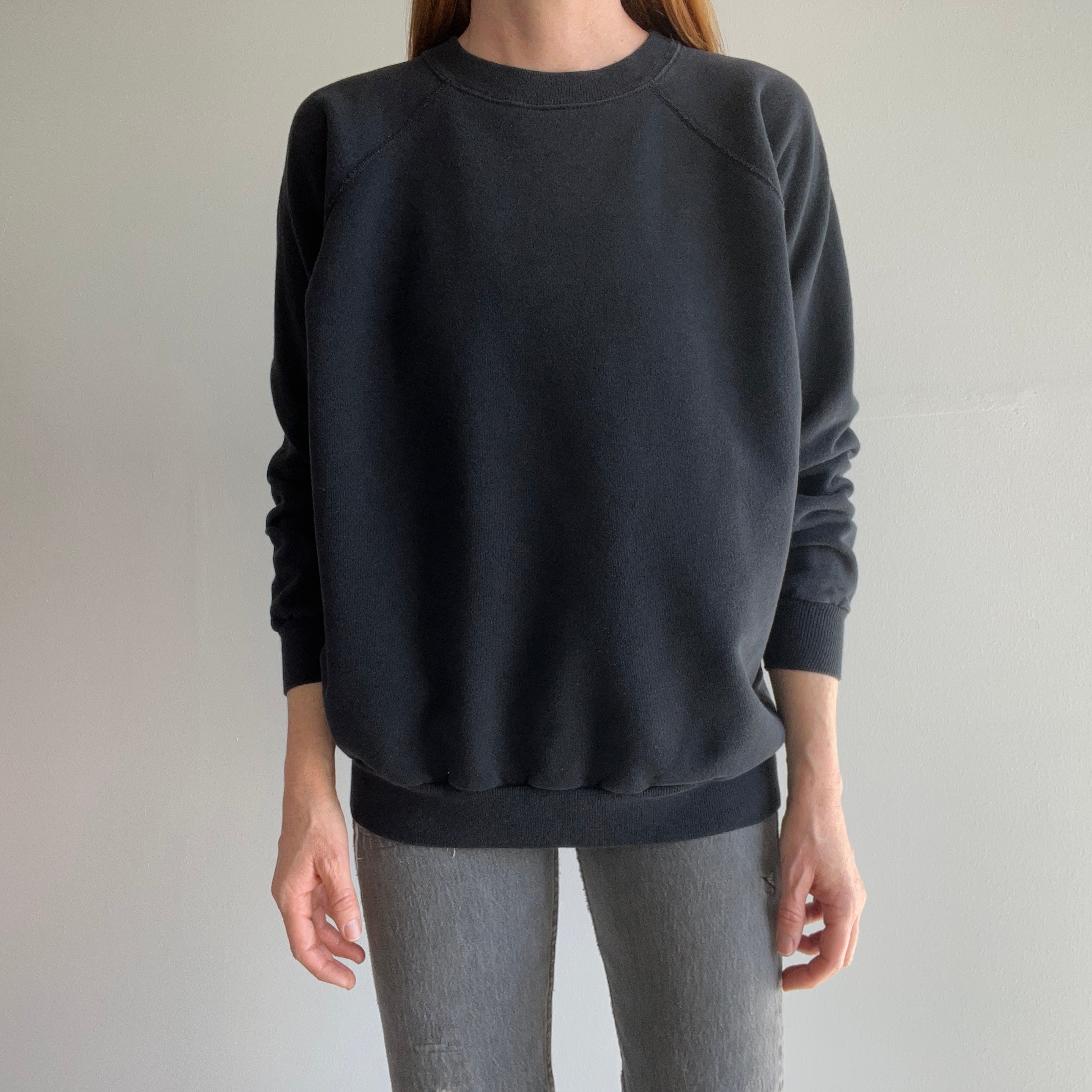 1980/90s Blank Black Raglan by Pannill/Hanes