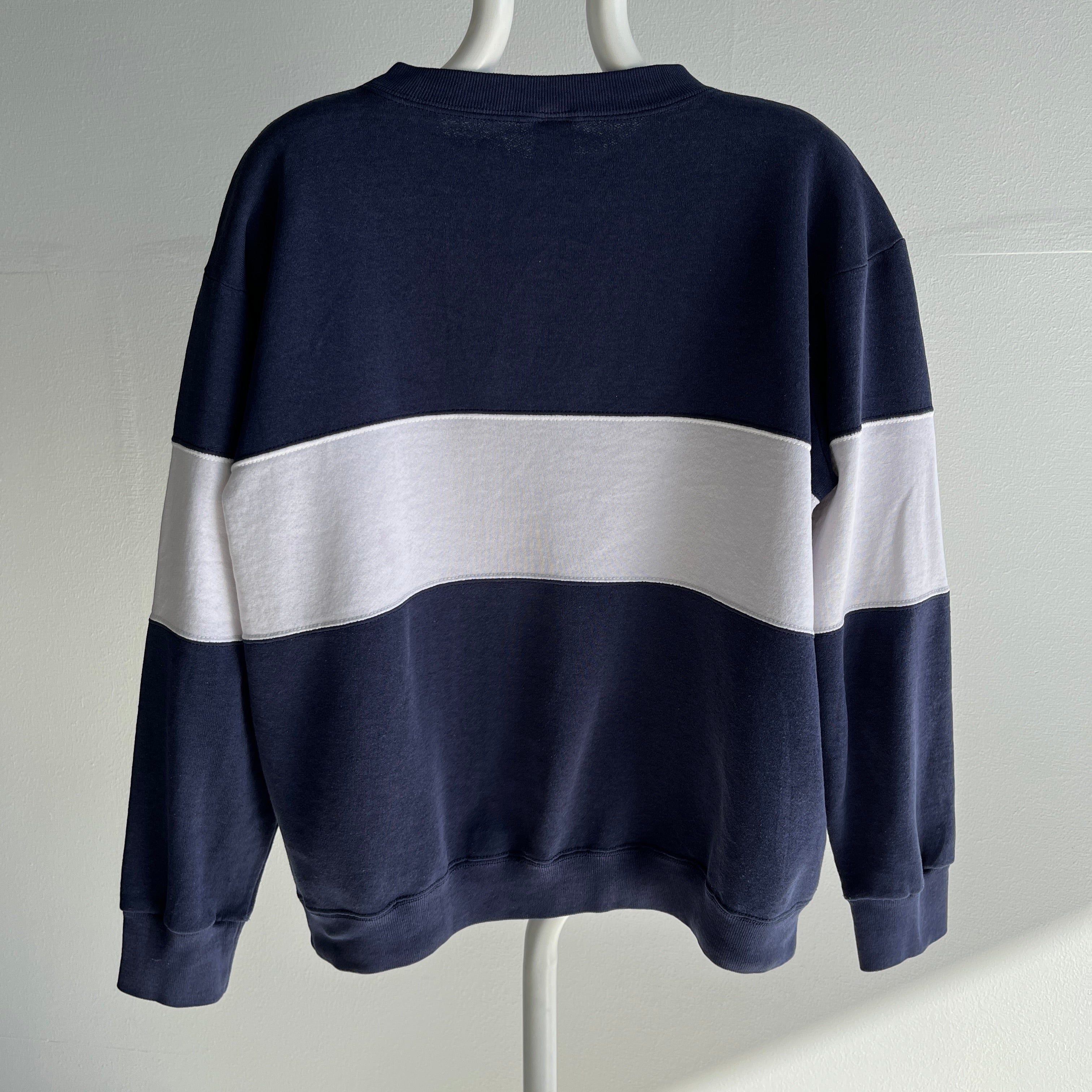 1980s Thinned Out and Worn Hilton Head Color Block Sweatshirt