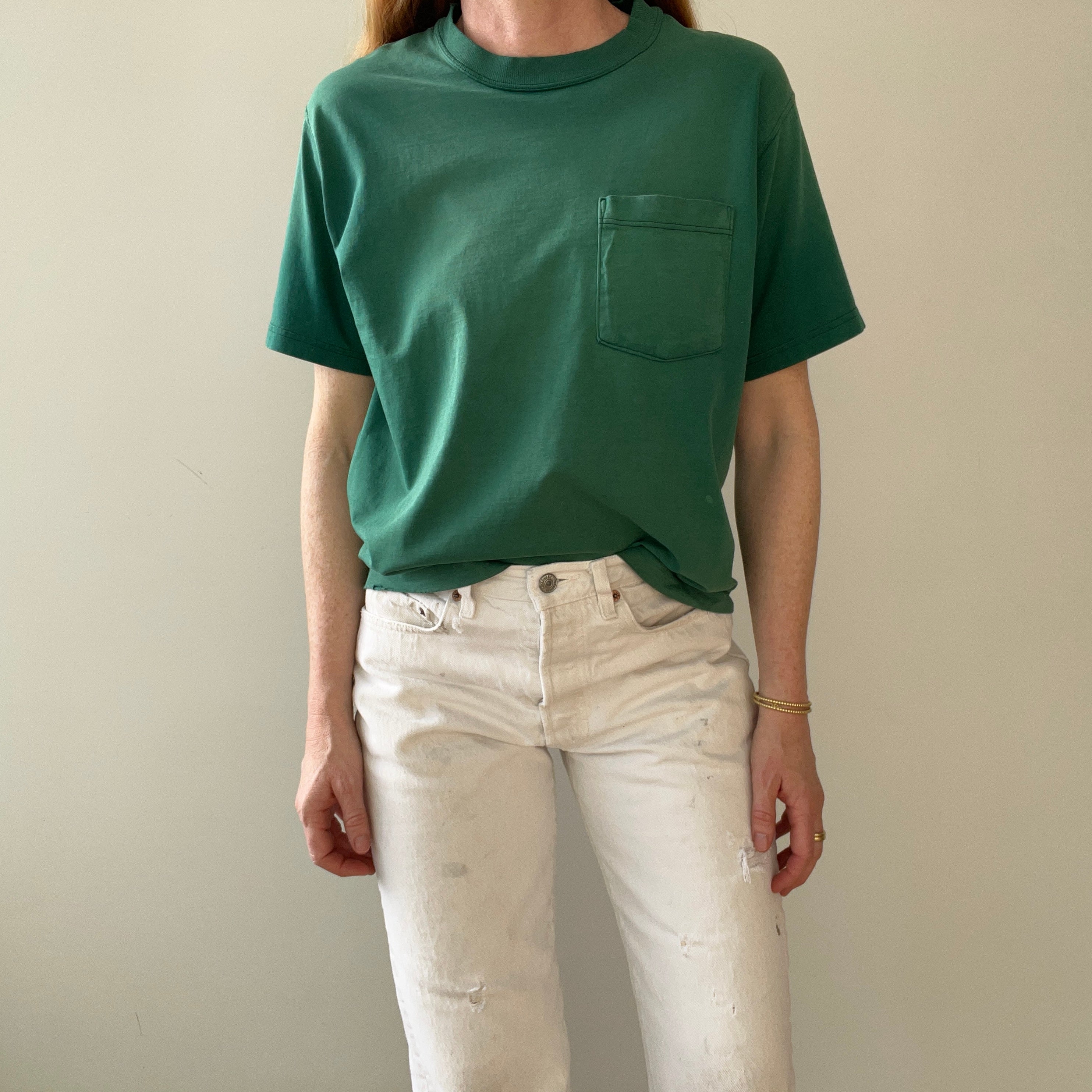 1980s/90s Faded Green Pocket T Shirt