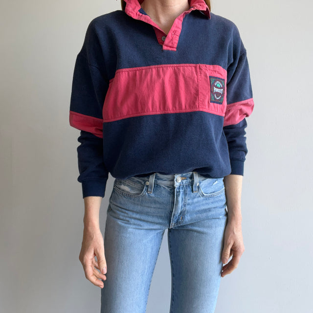 1980s Awesome Color Block Polo Sweatshirt - Swoon