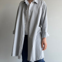 1980s European Gray Cotton Button Up Workwear Shirt/Duster/Dress