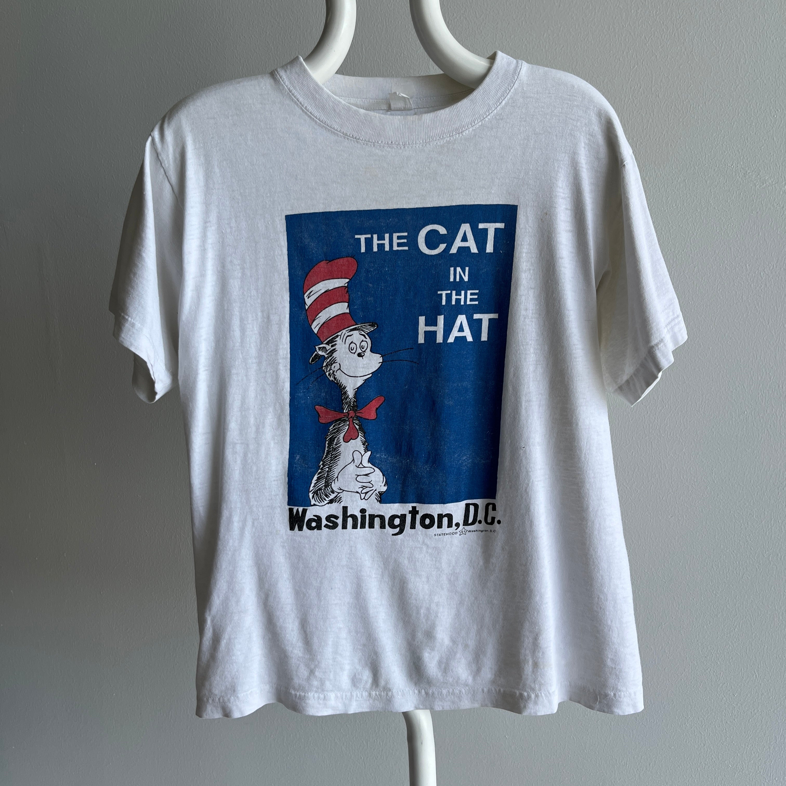 1990s Nicely Worn Washington DC Cat in The Hat T-Shirt