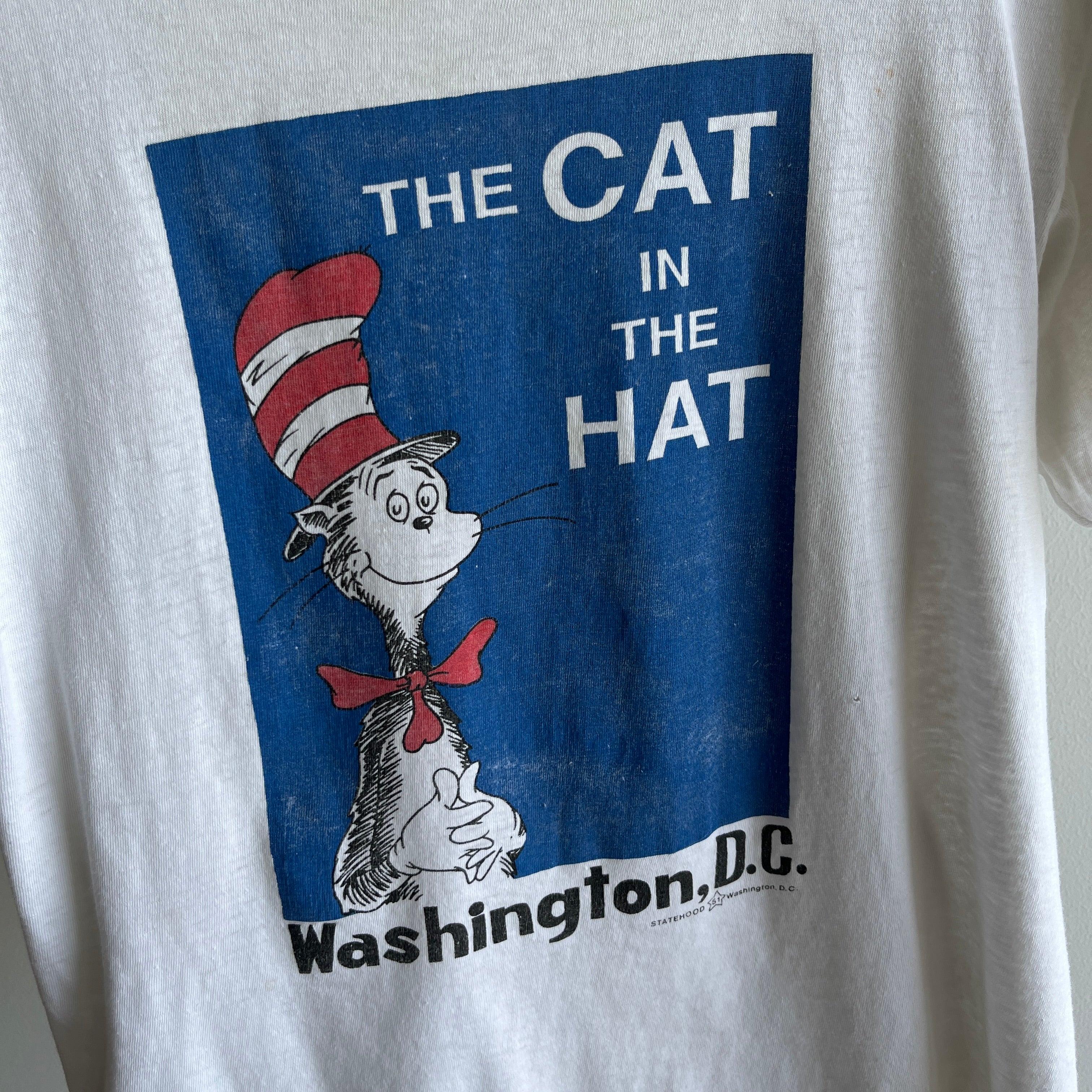 1990s Nicely Worn Washington DC Cat in The Hat T-Shirt