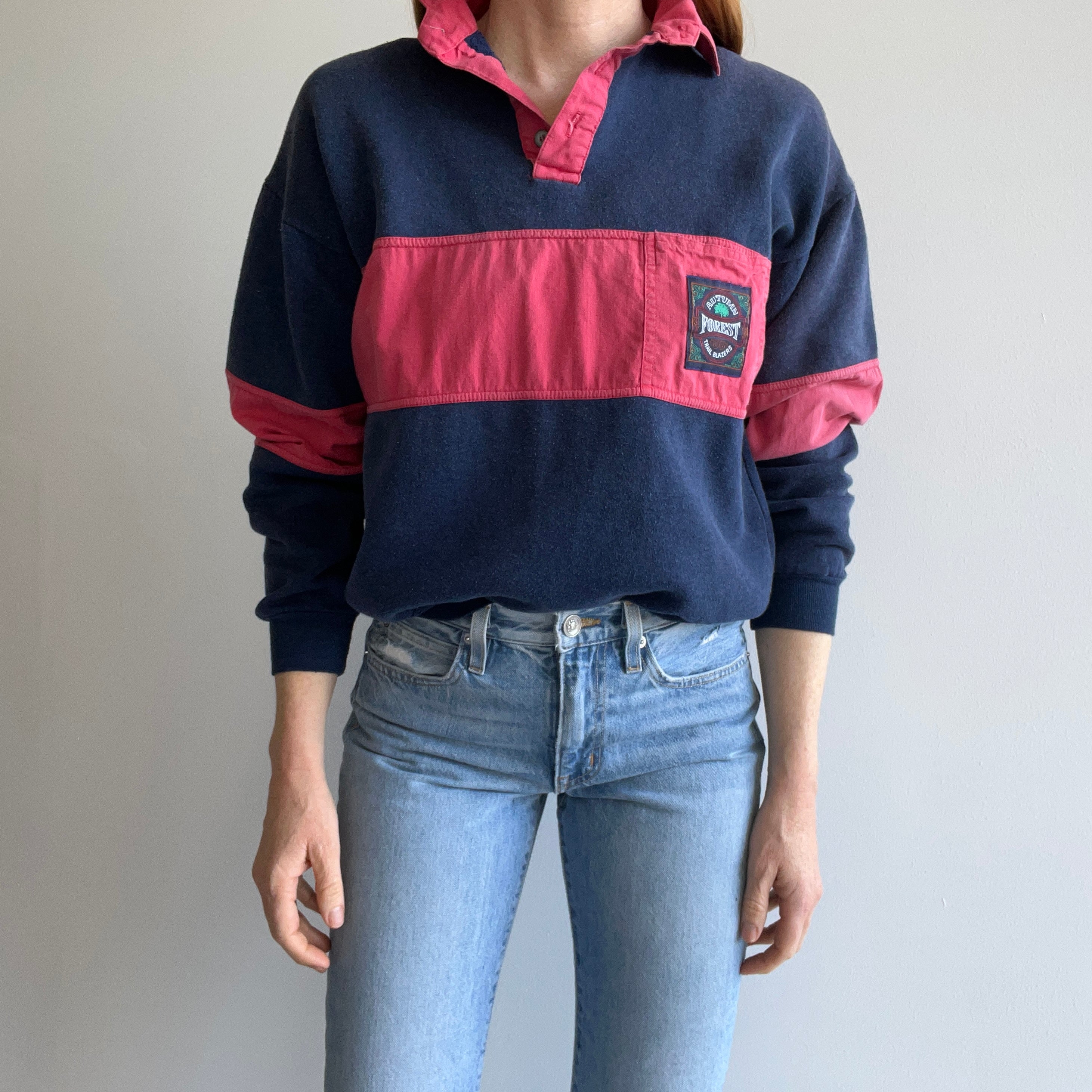 1980s Awesome Color Block Polo Sweatshirt - Swoon