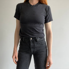 1980s Duke Brand Fitted Blank Black T-Shirt