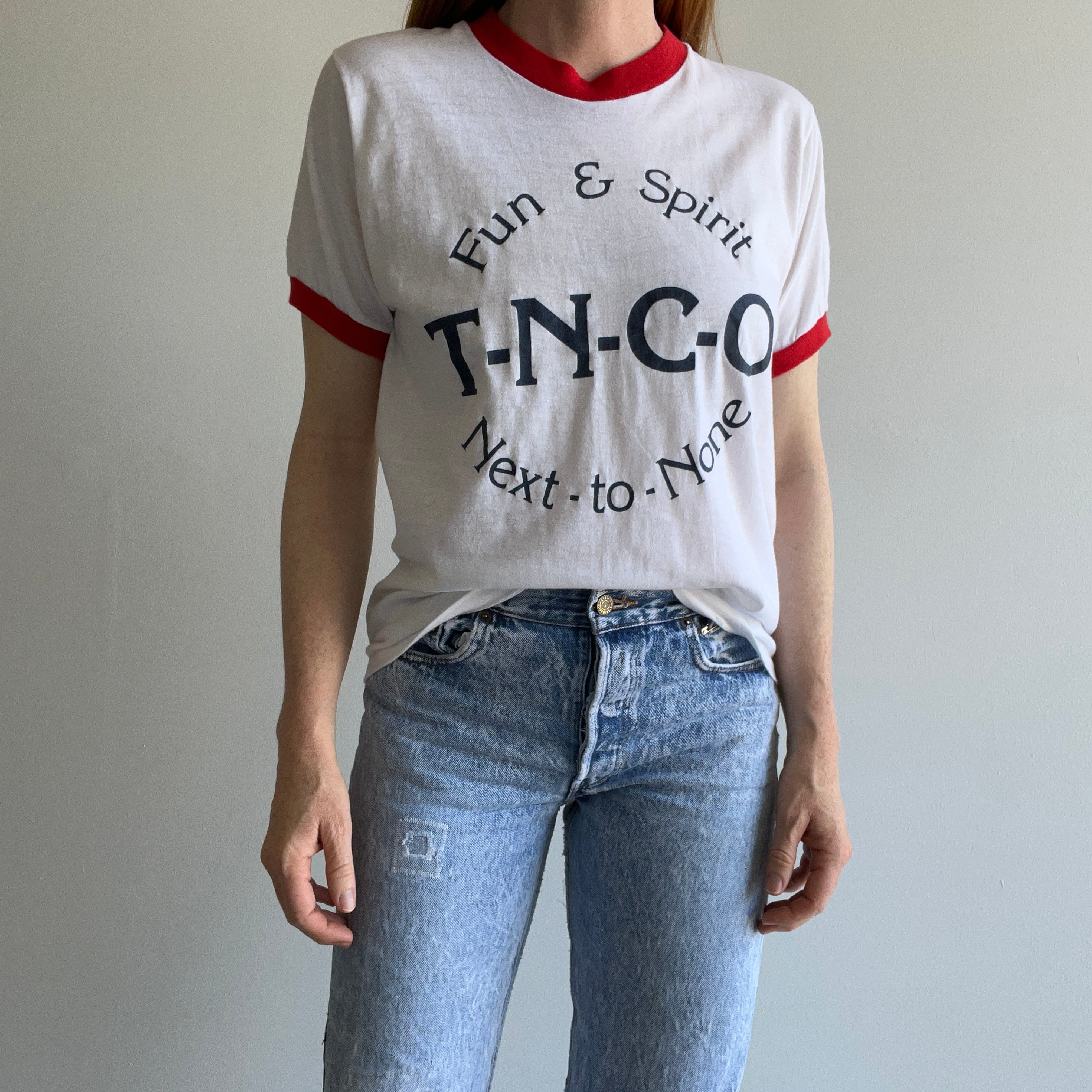 1980s Fun & Spirit T-N-C-O Next-To-None Ring T-Shirt