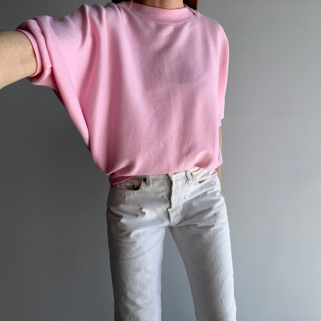 1980s Super Soft Jersey Knit Dolman Sleeve Warm Up Sweater/T-Shirt