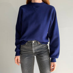 1970s Single V Creslan Acrylic Dark Navy Sweatshirt/Sweater