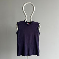 1980s Faded Navy Cotton Muscle Tank by Jerzees