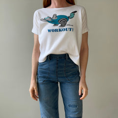 1980s Scoop Neck Workout Cat T Shirt - Crazy Shirt Brand Alert!