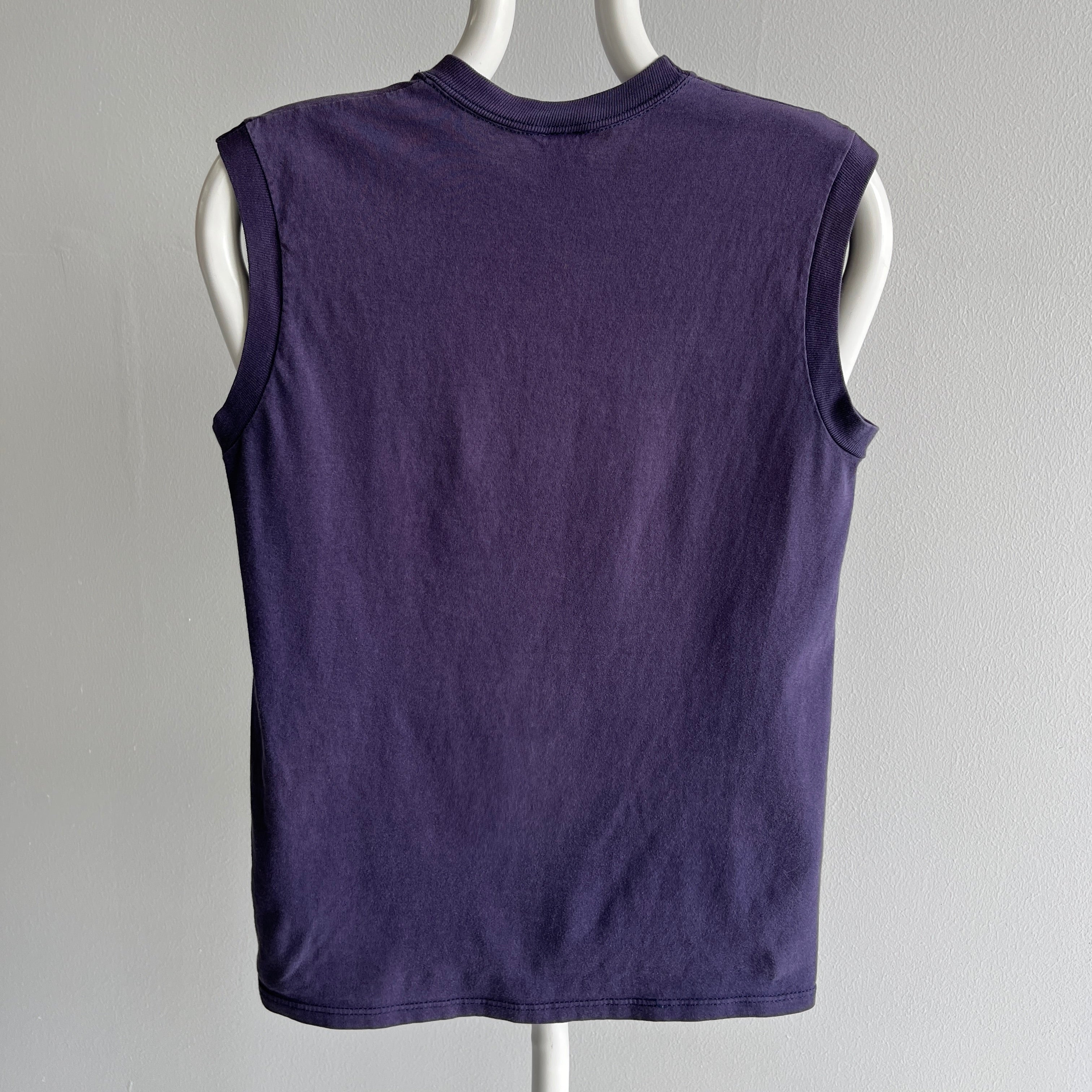 1980s Faded Navy Cotton Muscle Tank by Jerzees