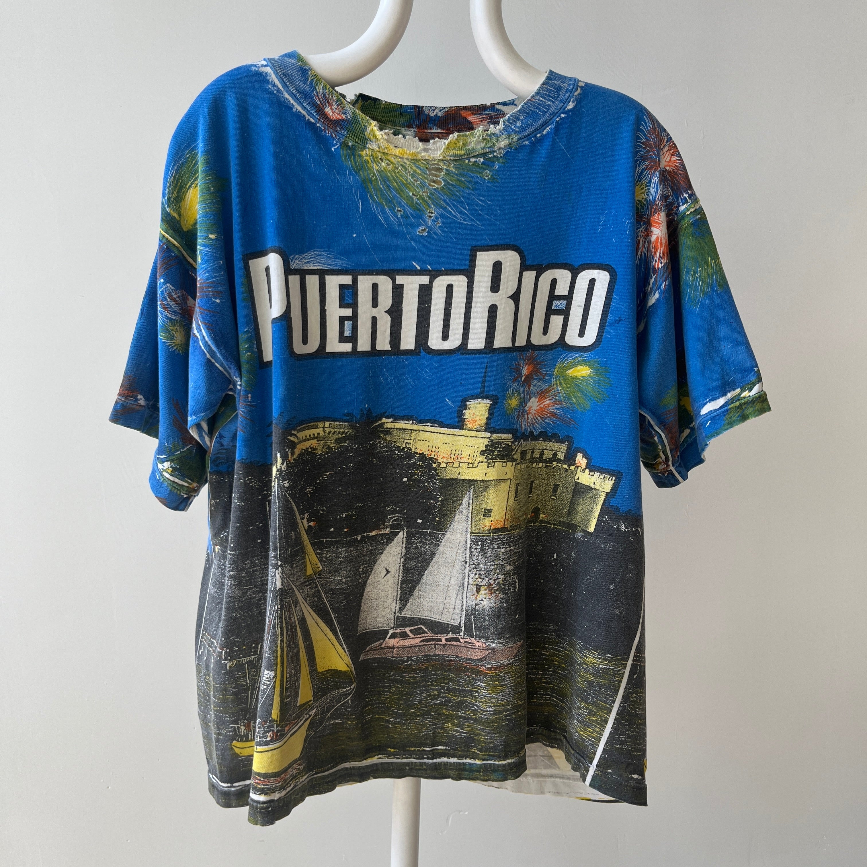 1990s All Over Print Puerto Rico T-Shirt - V COOL