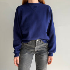 1970s Single V Creslan Acrylic Dark Navy Sweatshirt/Sweater