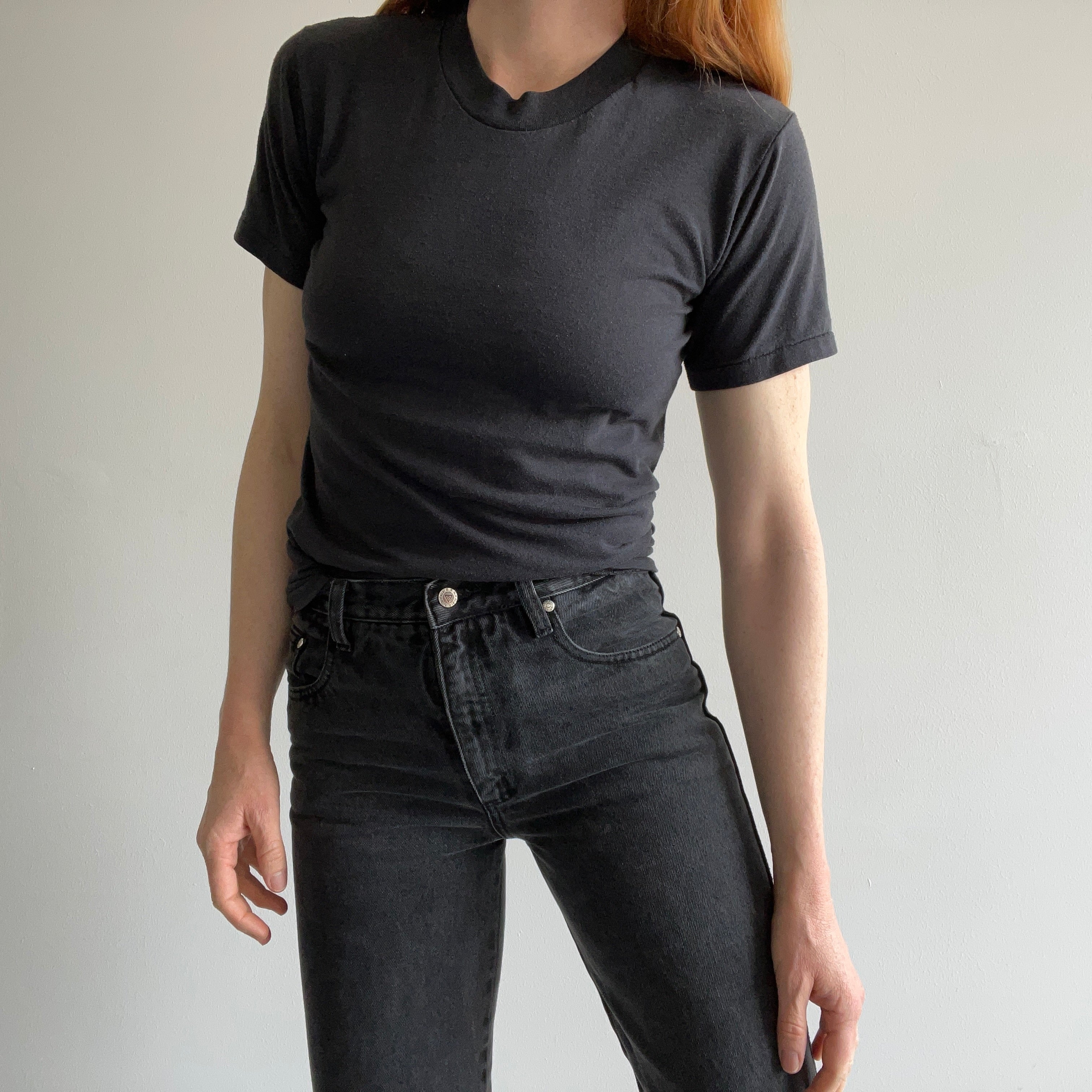 1980s Duke Brand Fitted Blank Black T-Shirt