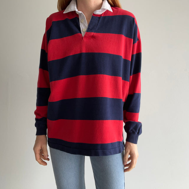 1980/90s Red and Blue Striped Cotton Rugby