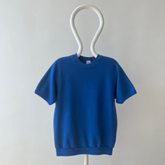 1980s Blank Navy Short Sleeve Sweatshirt
